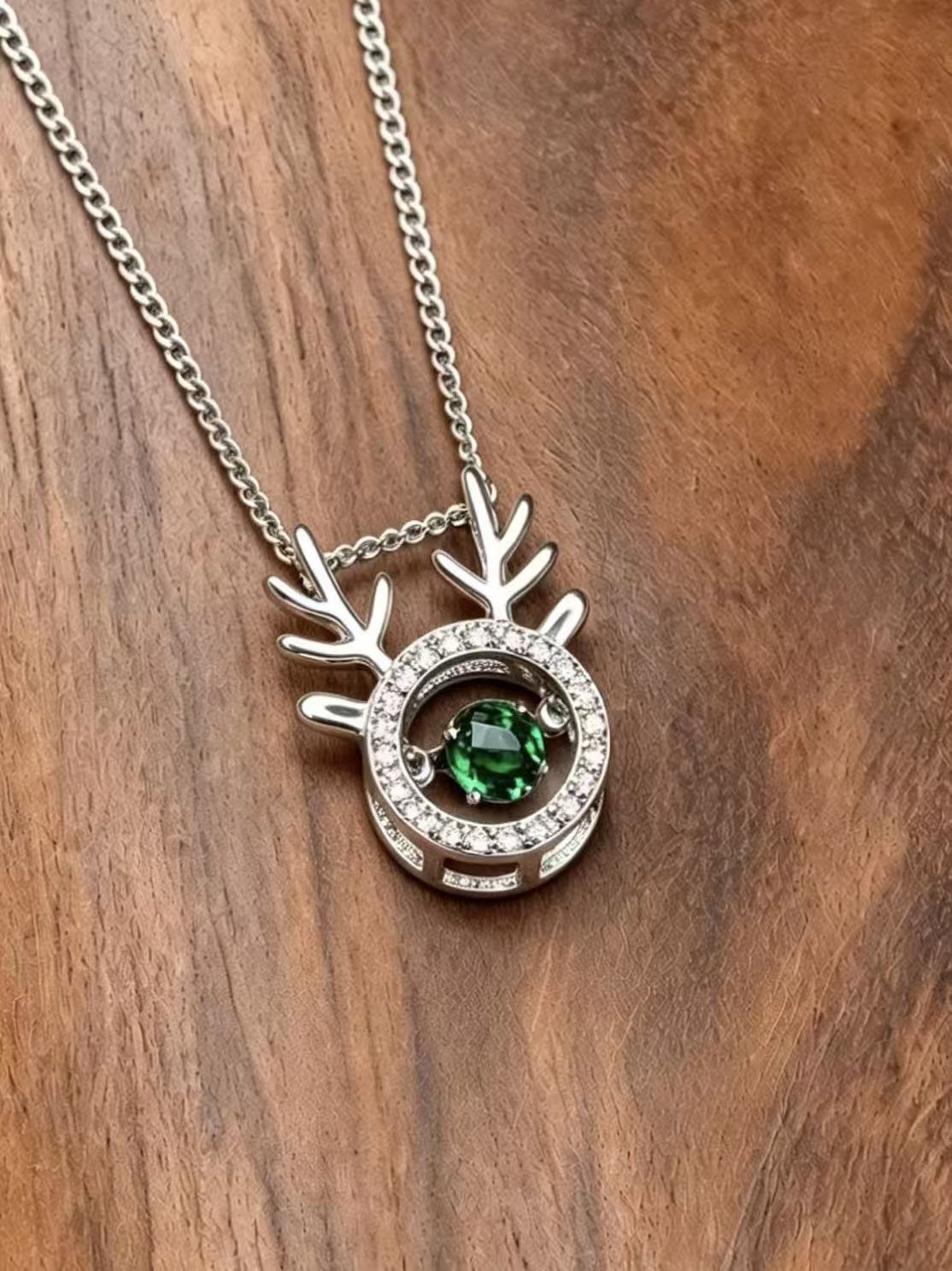 Round Brilliant Cut Emerald Necklace - Spirited Elk