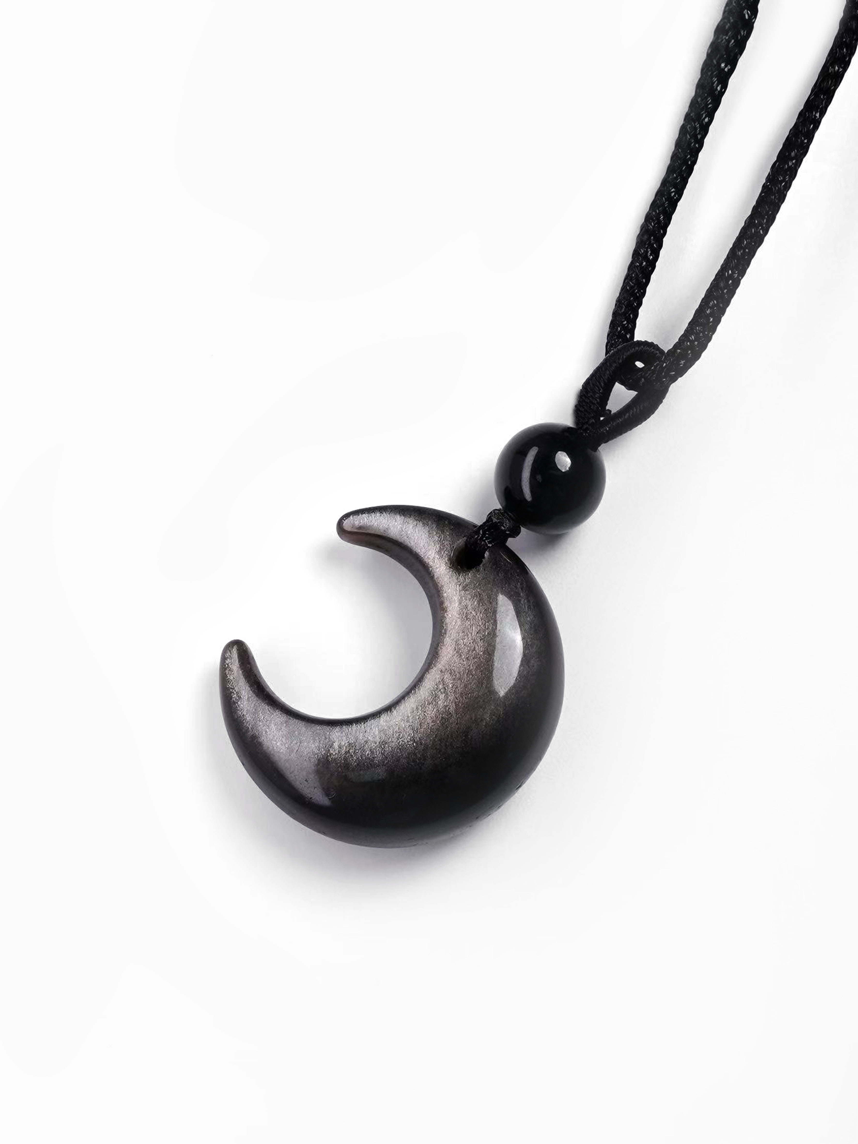 Golden Obsidian Necklace - Silver Sand Moon Soul