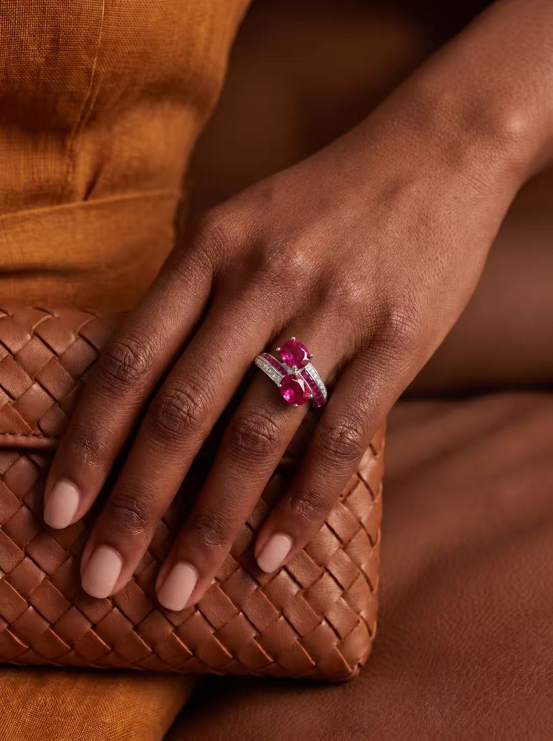 Oval Double Ruby/Sapphire Ring - Twin Flame Glow