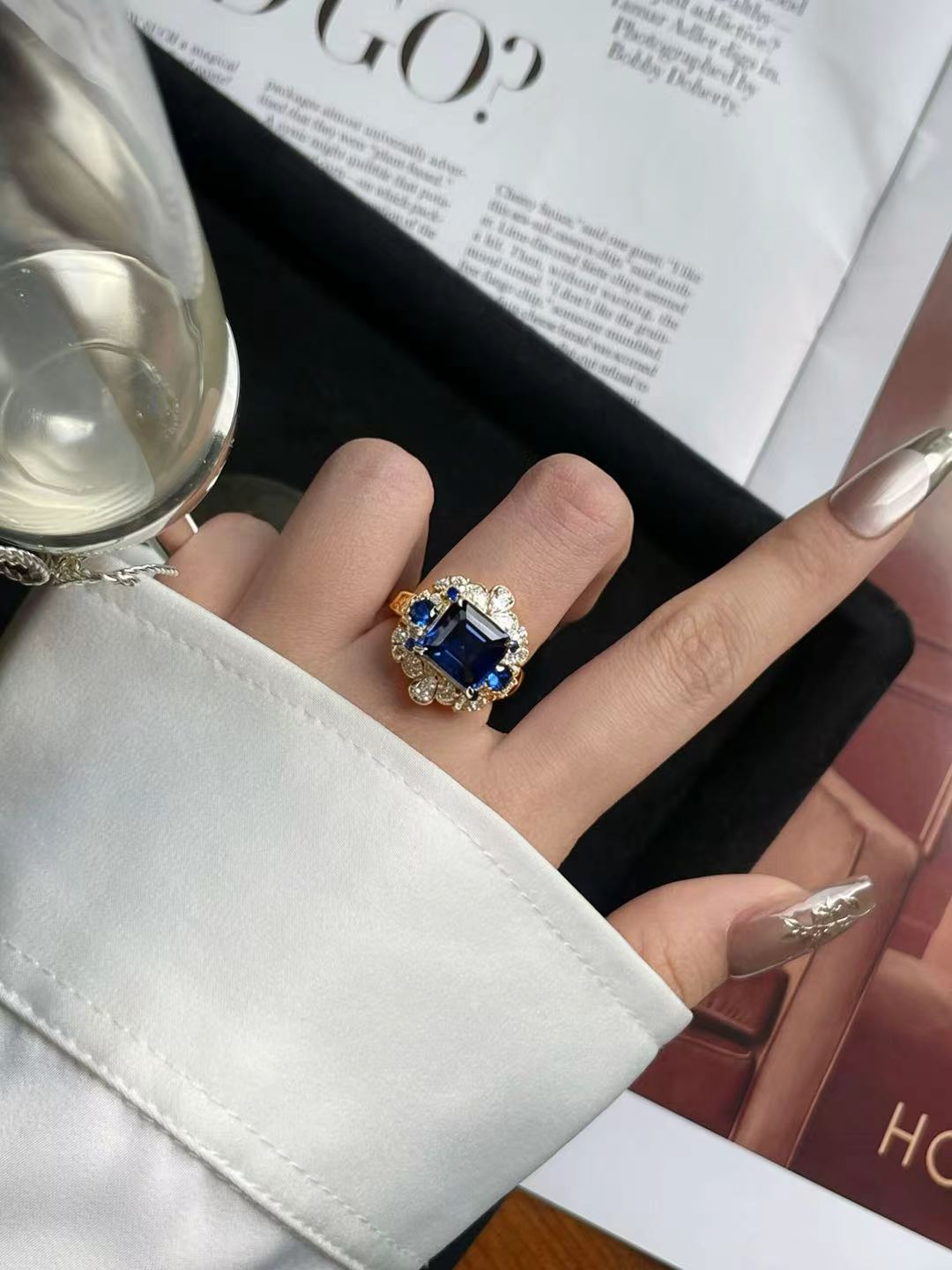 Emerald Brilliant Cut Sapphire Ring - Enchanted Lagoon
