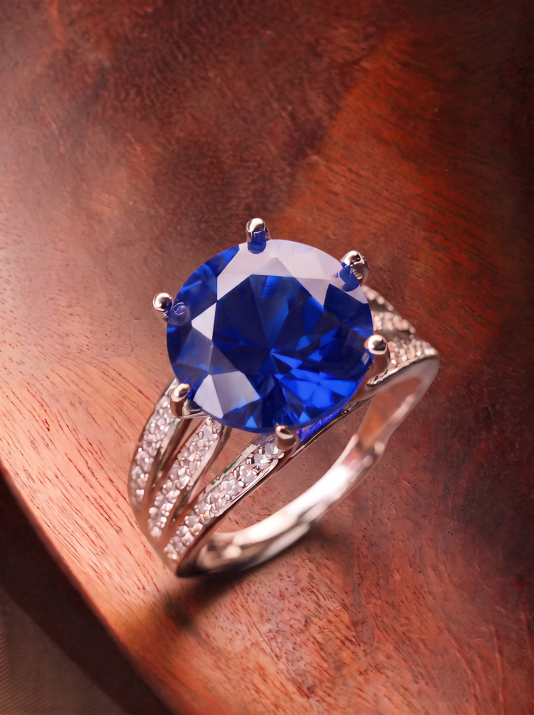 Round Brilliant Cut Ruby/Sapphire Ring - Solaris Veil