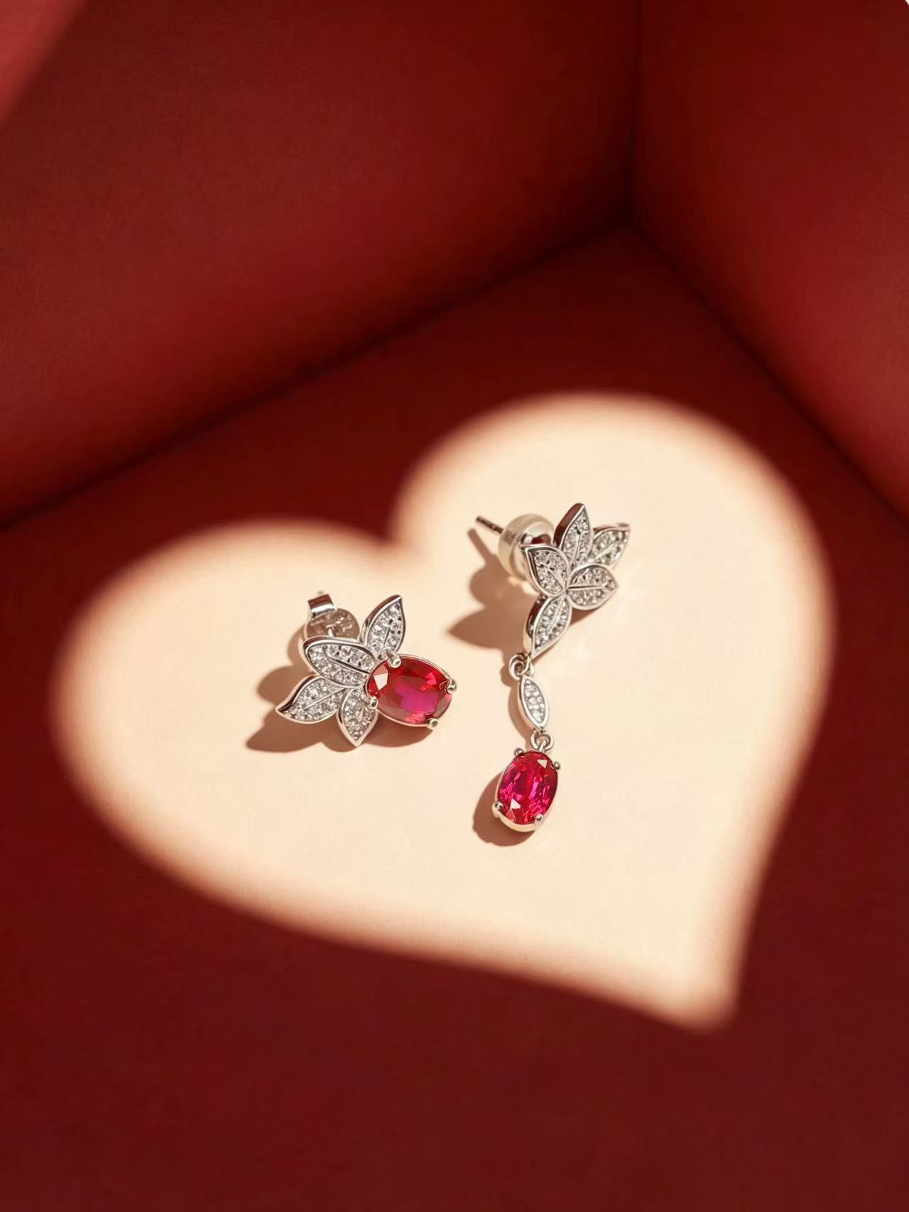 Oval Brilliant Cut Ruby Earring - Rose Glow Royal Crown