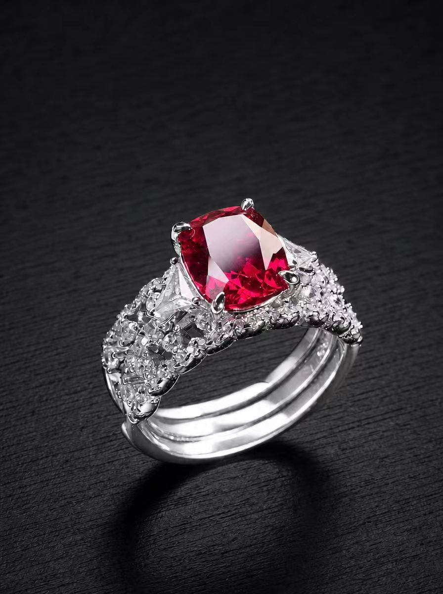 Ruby-Stackable Cushion-Cut Ring