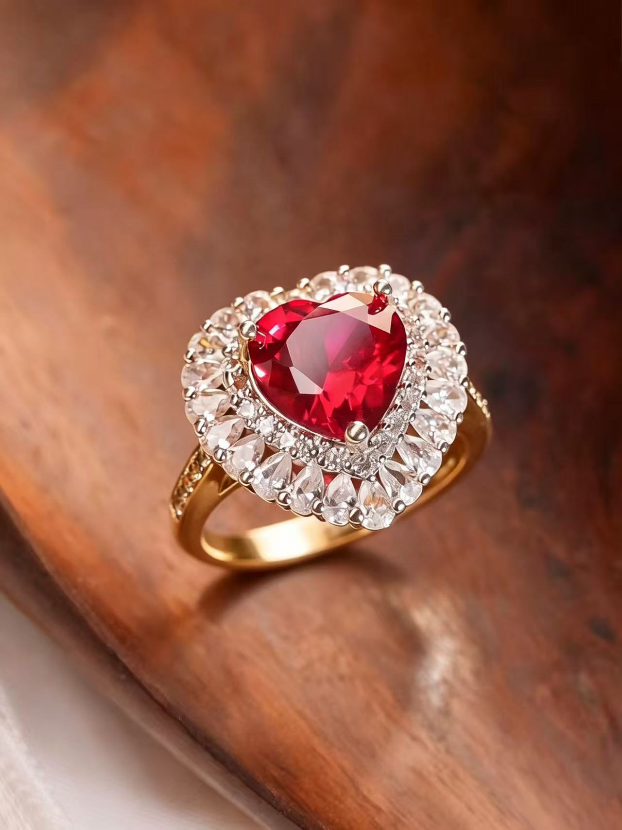 Heart Brilliant Cut Ruby Ring - Heart of Radiance
