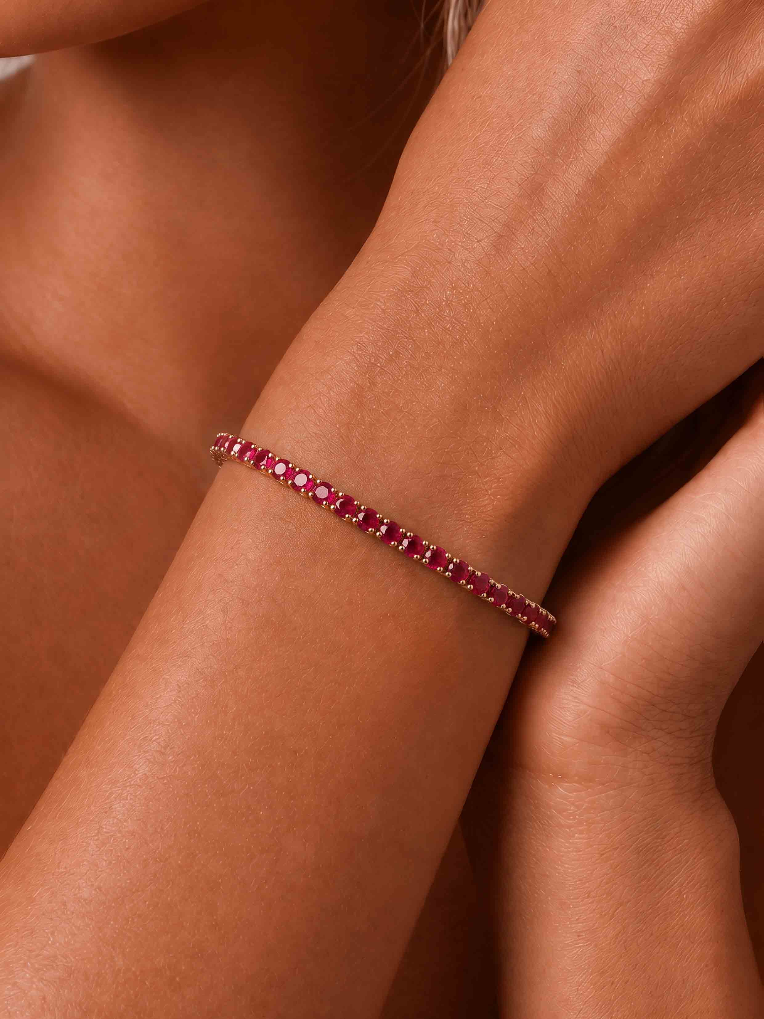 Ruby-Round Brilliant Cut Bangle-Tennis Bangle