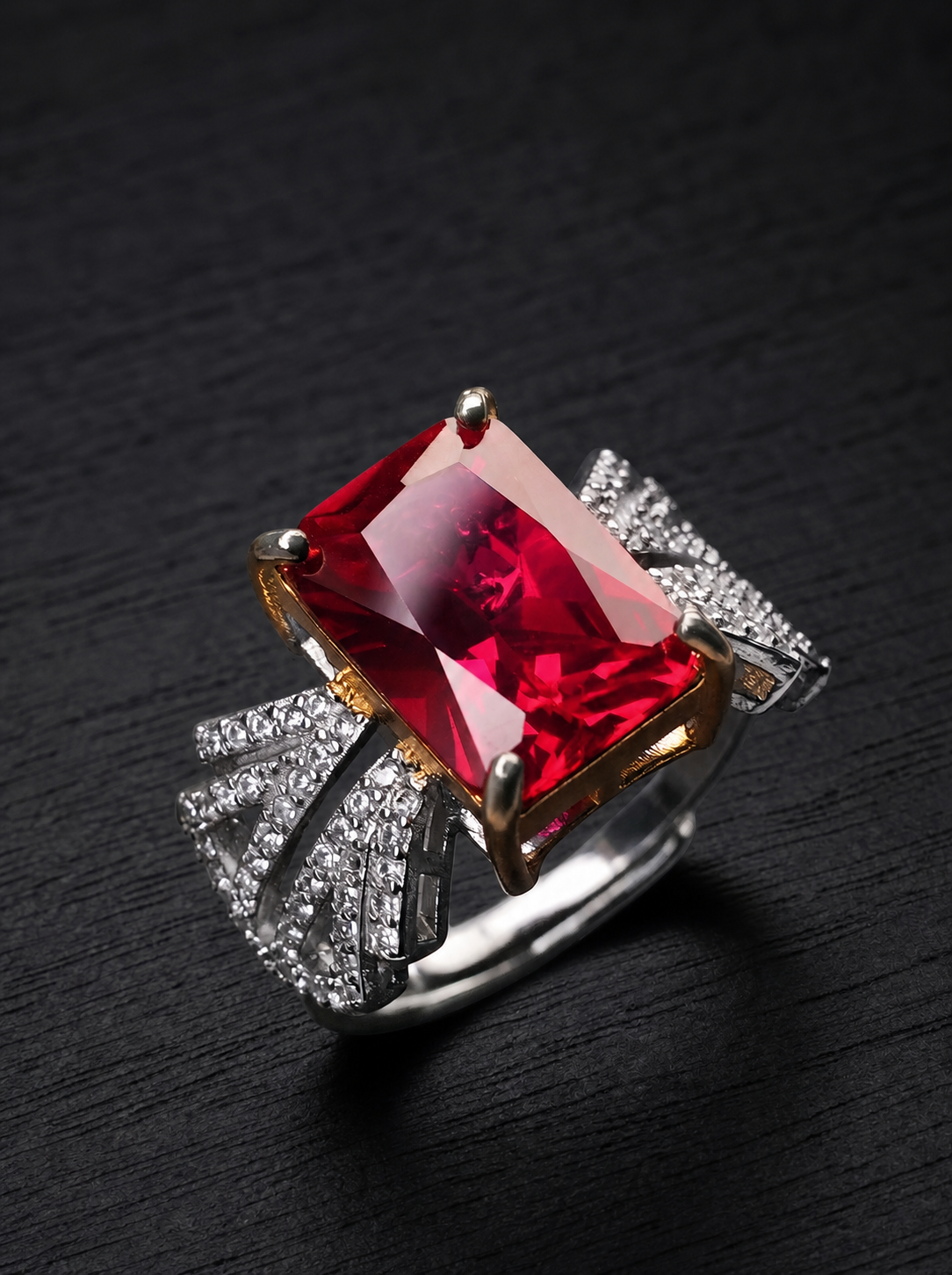Ruby/Sapphire-Emerald Brilliant Cut Ring - Aurora Prism