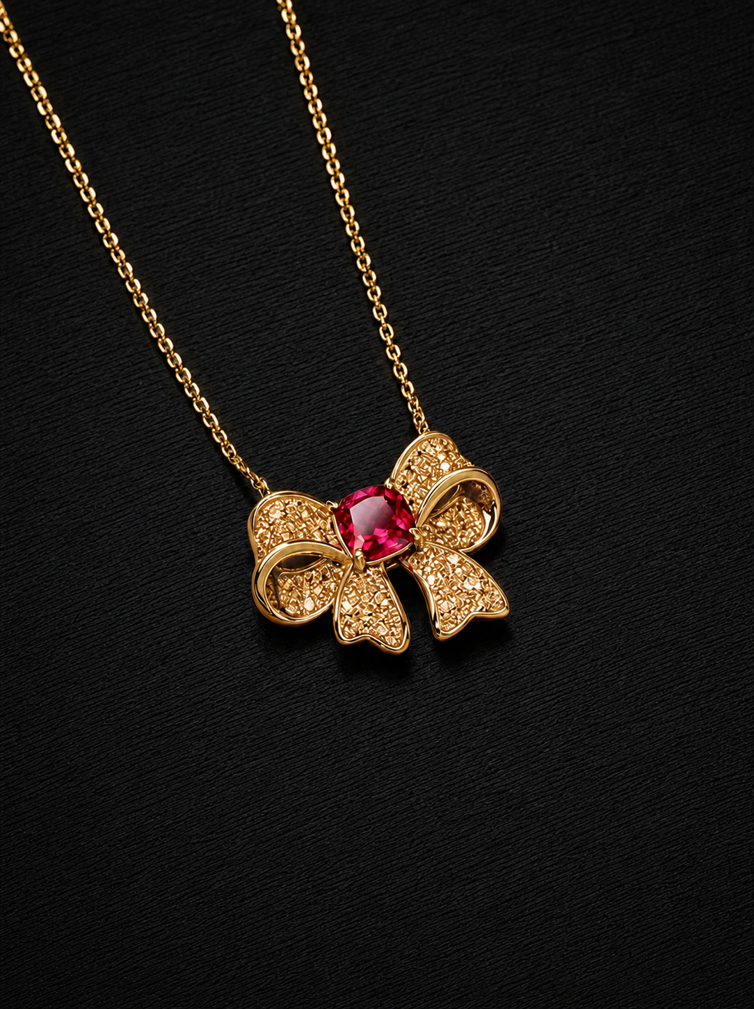 Ruby-Cushion Brilliant Cut Necklace-Butterfly  