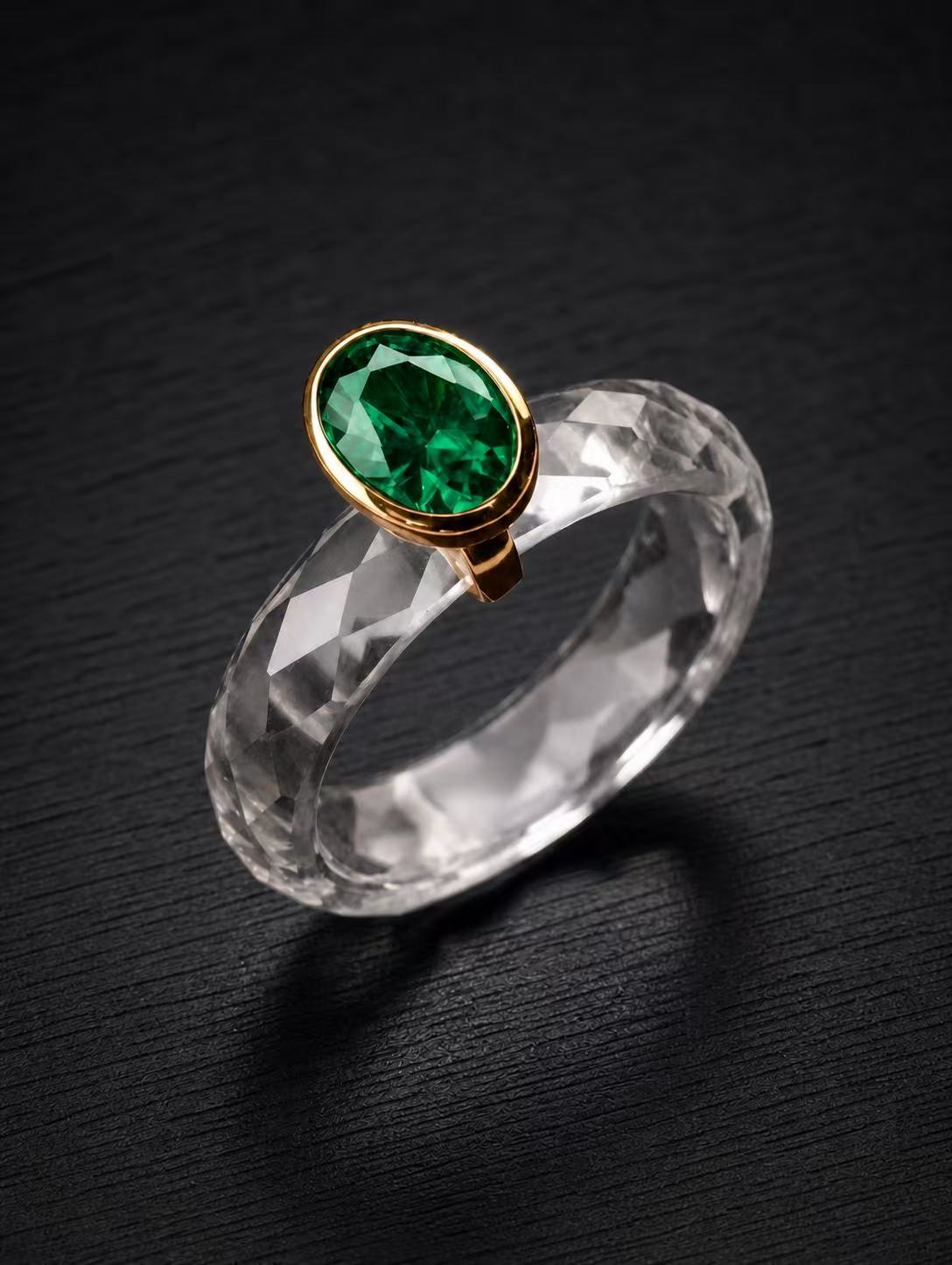 White Sapphire+Ruby/Sapphire/Emerald-PRO 360-Degree Faceted Ring