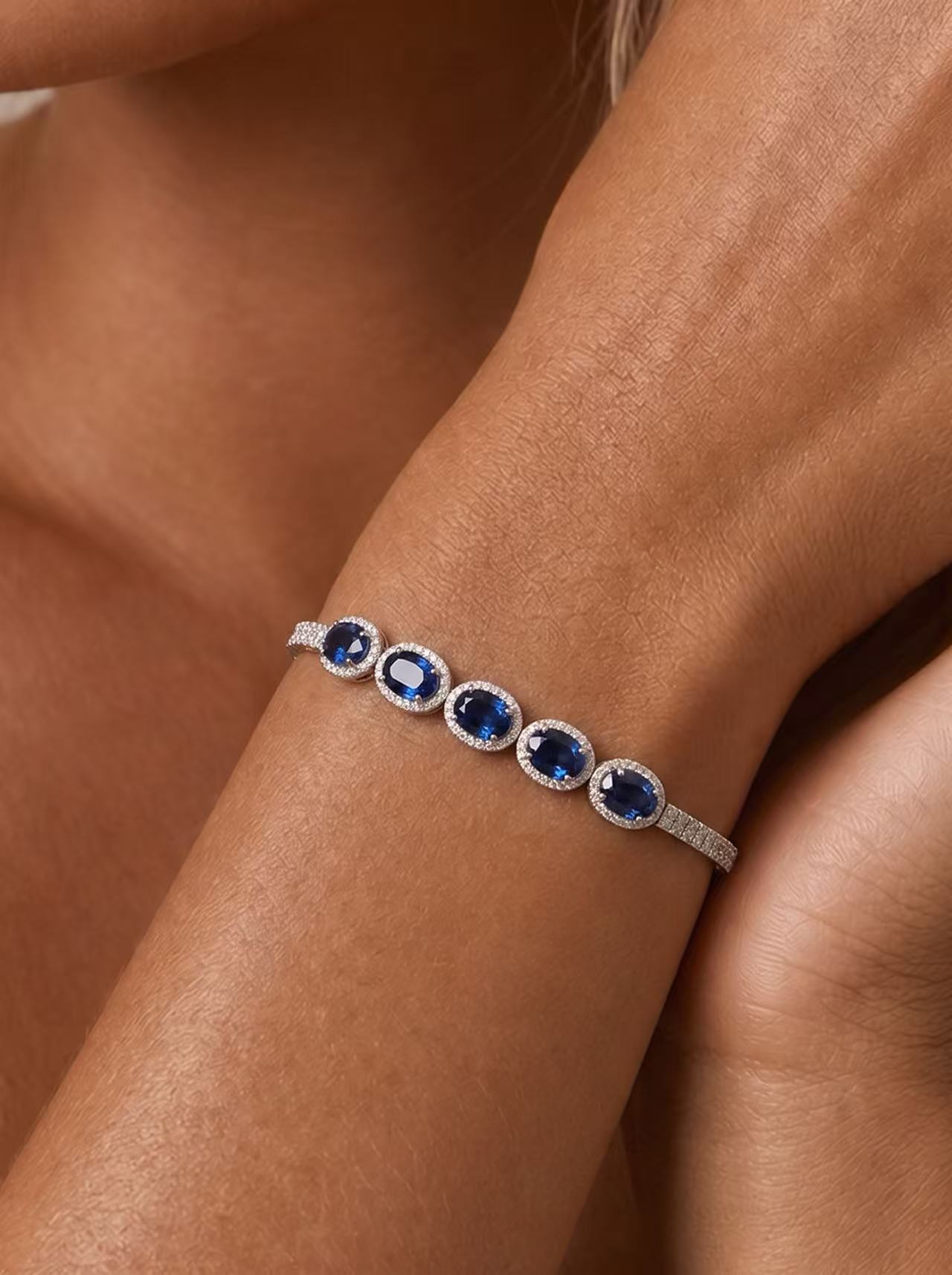 Oval Cut Sapphire Bracelet - Midnight Promise
