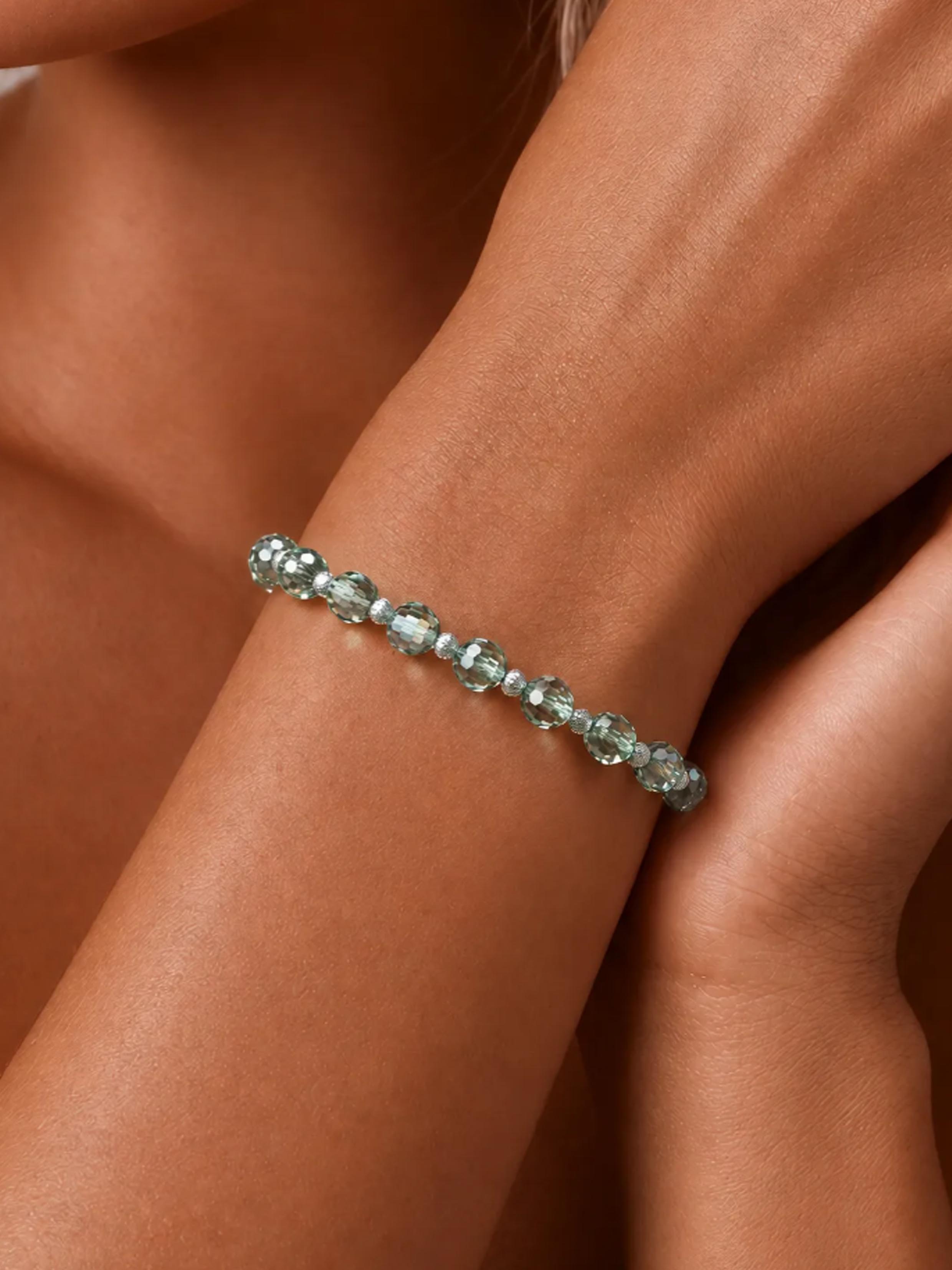 Fancy Brilliant Cut Moissanite Bracelet - Mint Green