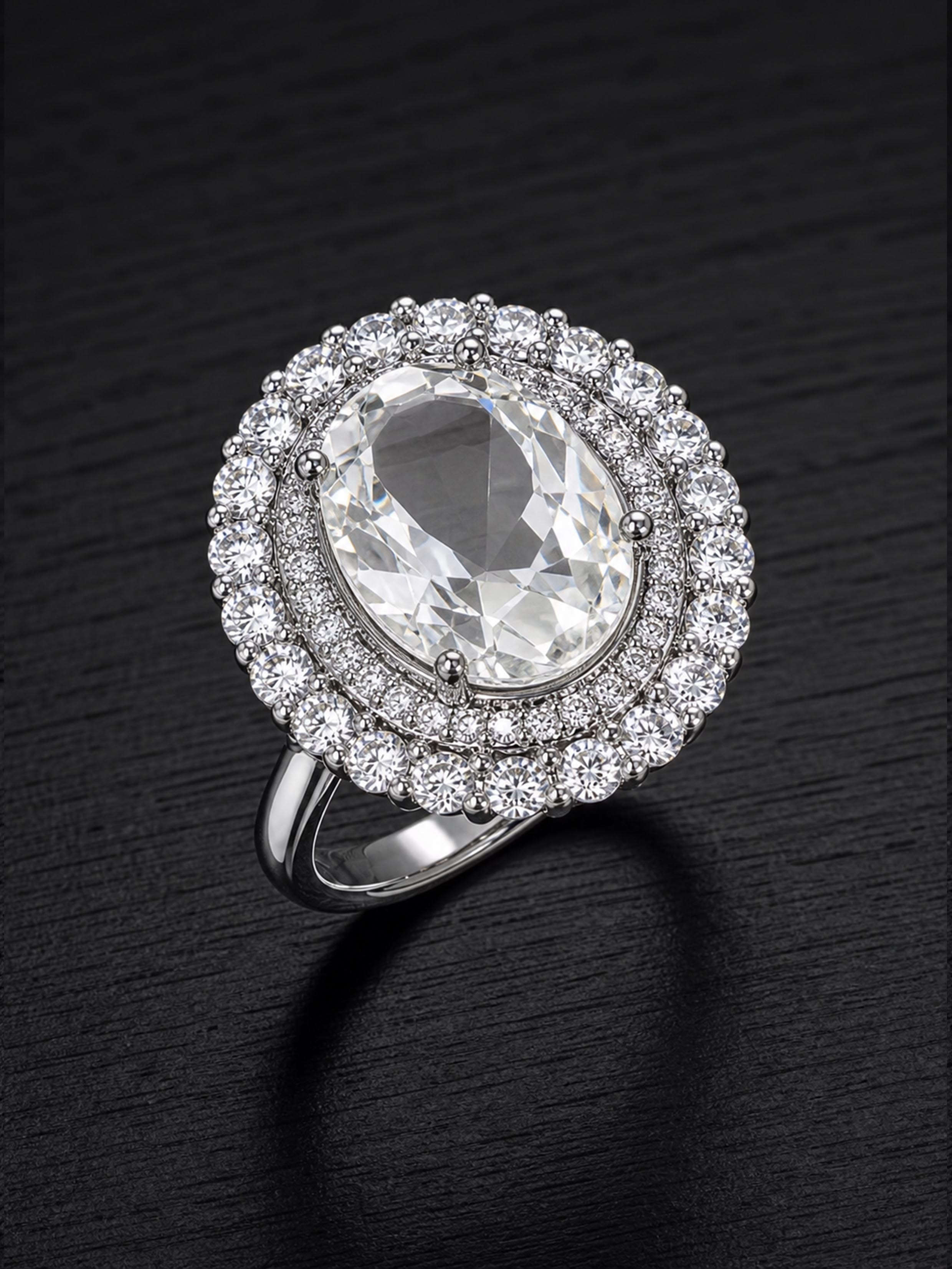 Clear Quartz-Oval Brilliant Ring-Ice Soul