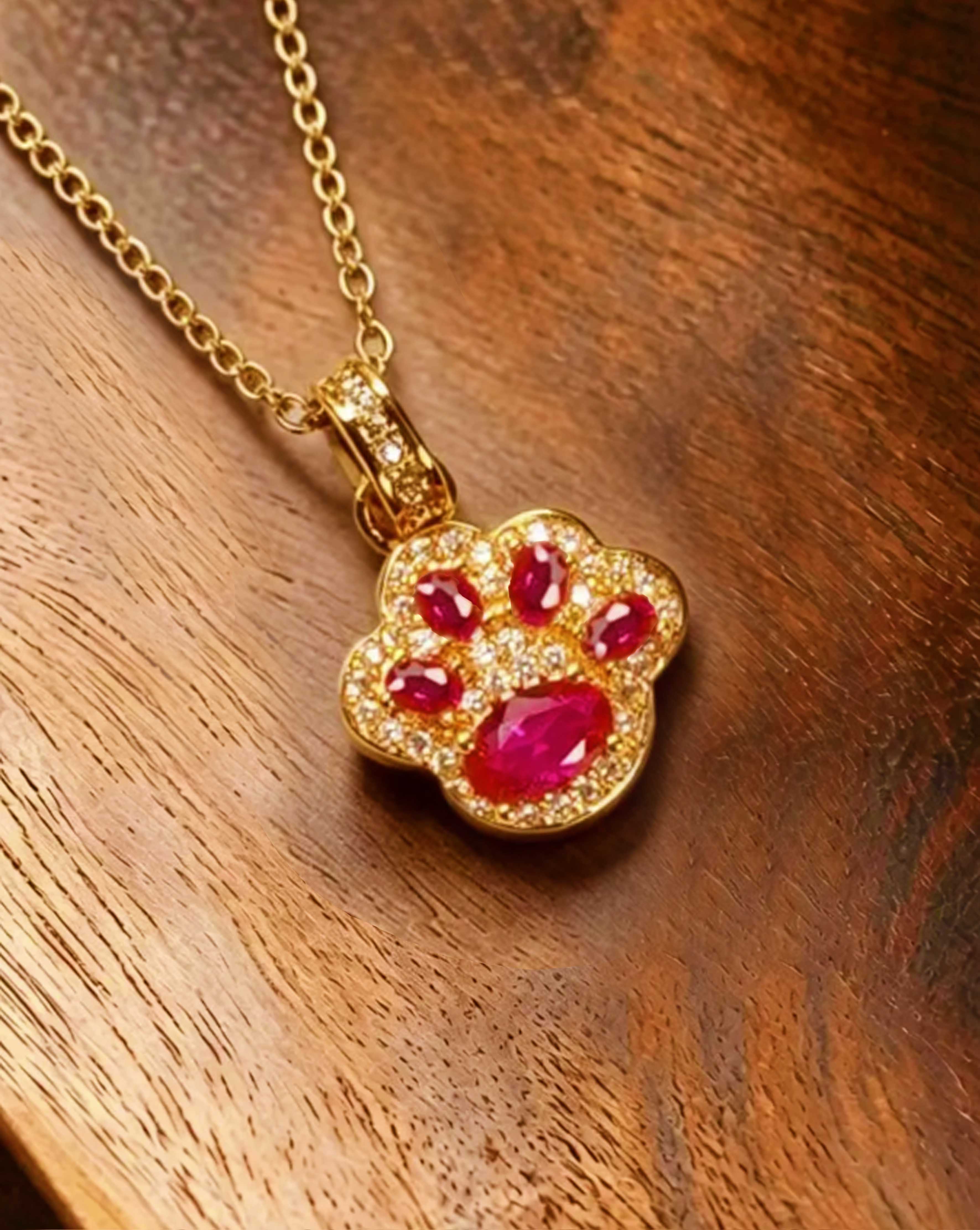 Oval Brilliant Cut Ruby Necklace - Paws of Fortune