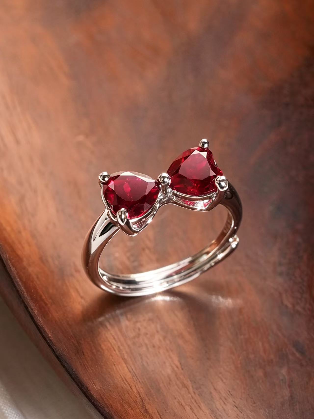 Fancy Brilliant Cut Ruby Ring - Twin Flame 