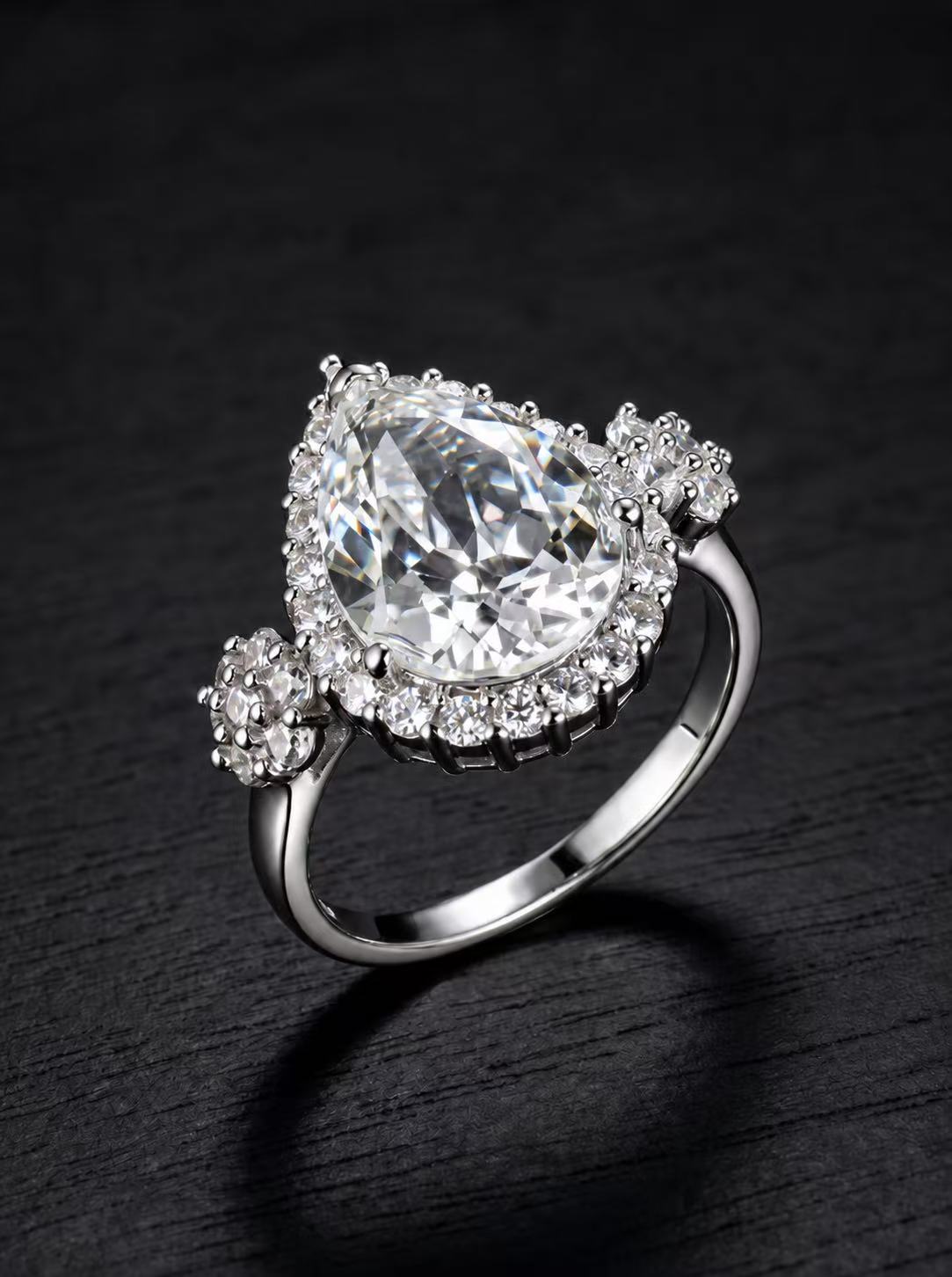 Clear Quartz-Pear Brilliant Ring-Crystal Teardrop