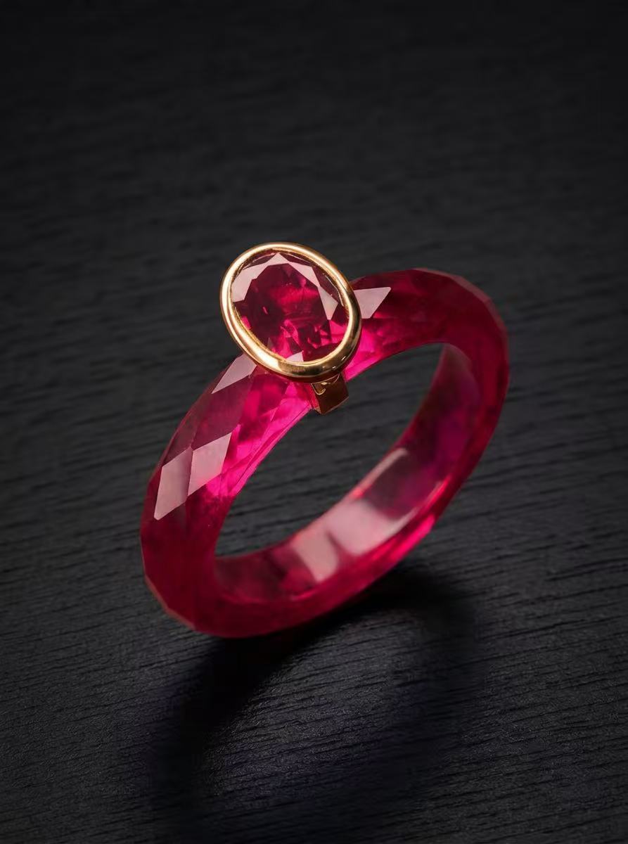 Ruby+Ruby/Sapphire/Emerald-PRO 360-Degree Faceted Ring