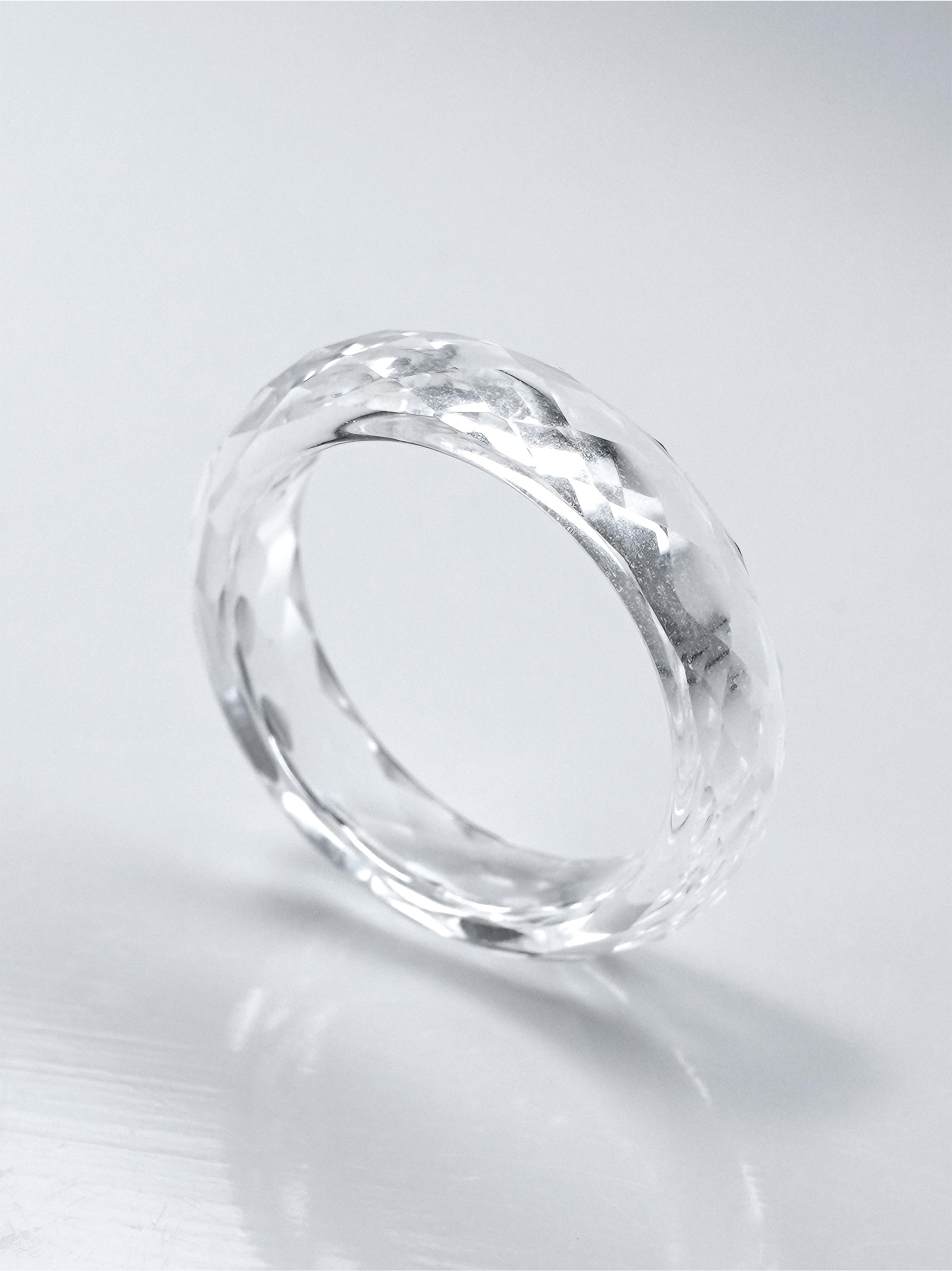 360-Degree Faceted White Sapphire Ring