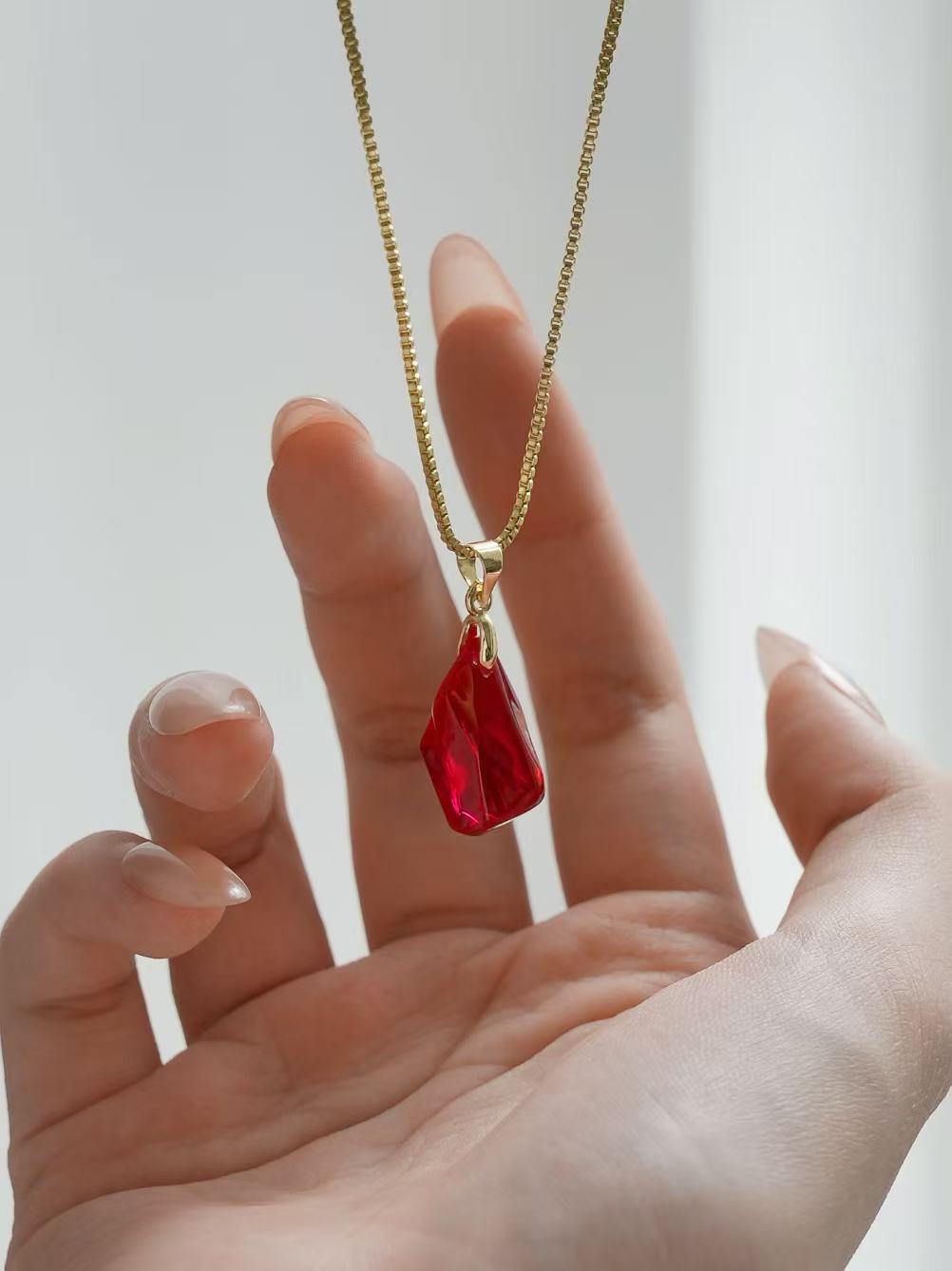 Free‑Form Faceted Cut Ruby Necklace - Scarlet Ember