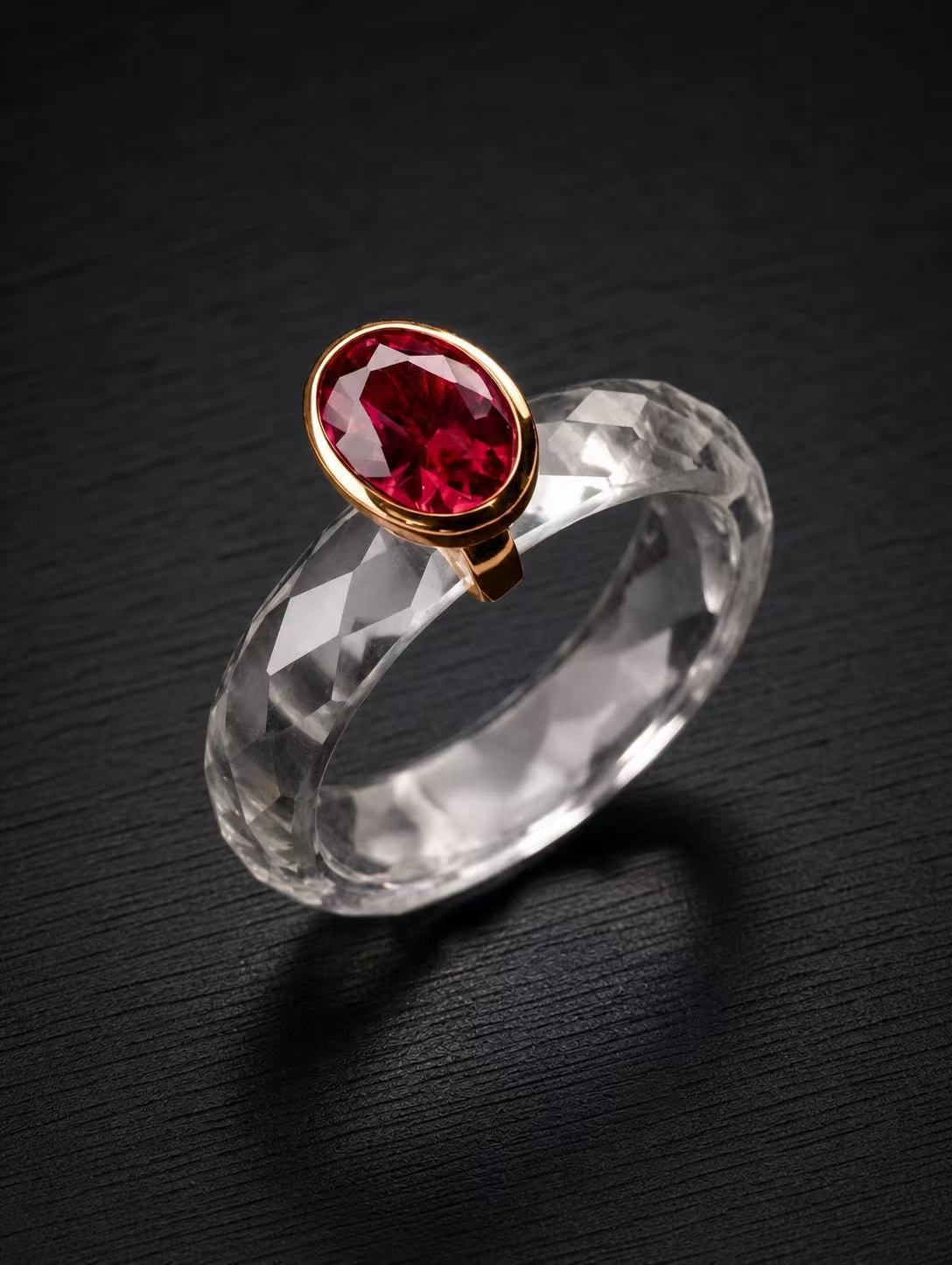 White Sapphire+Ruby/Sapphire/Emerald-PRO 360-Degree Faceted Ring