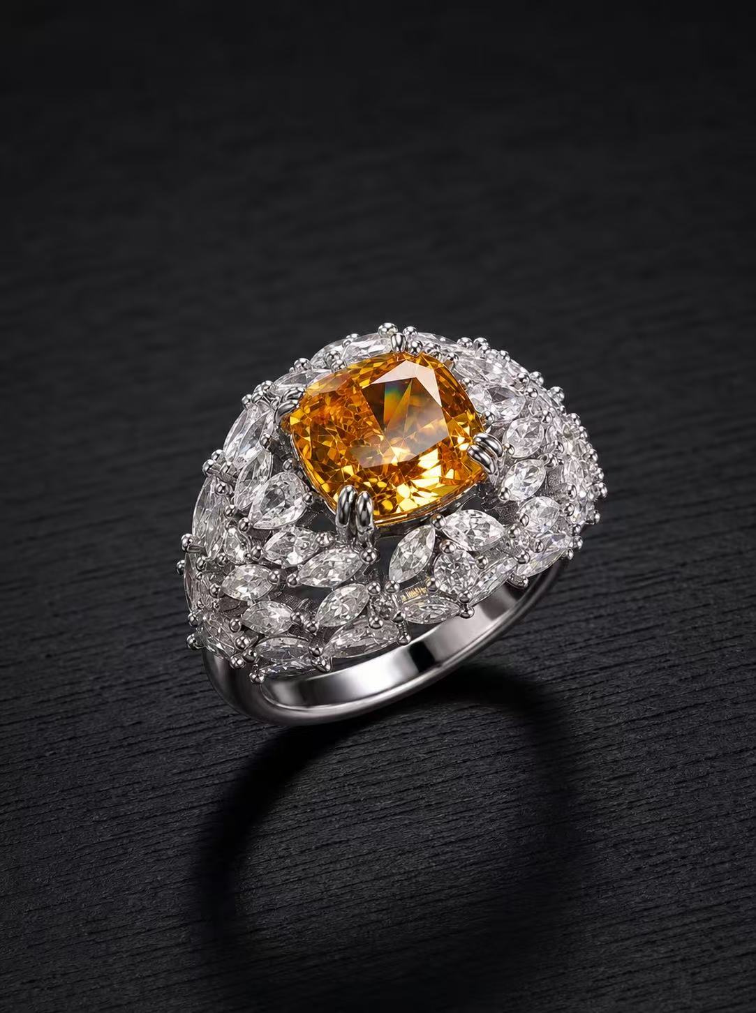 Cubic Zirconia-Cushion Brilliant Cut Ring-Moon Tides