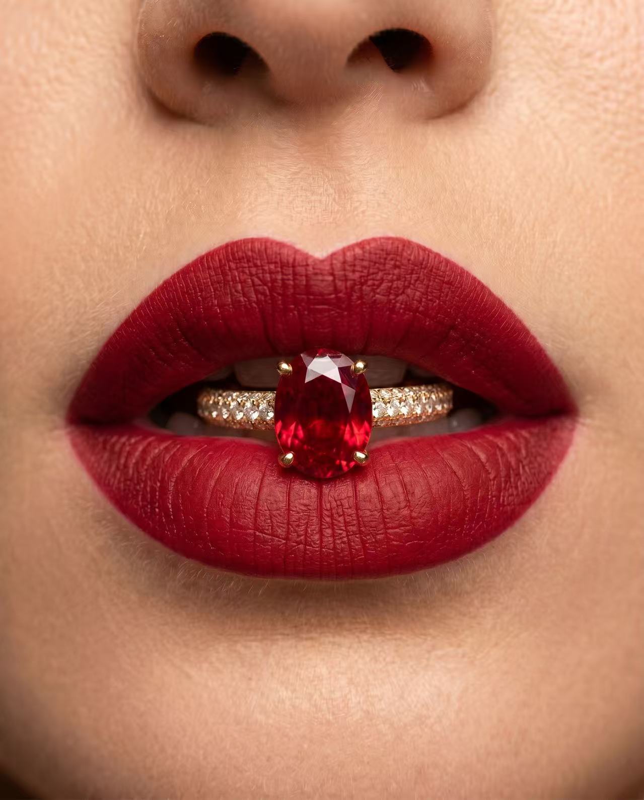 Oval Brilliant Cut Ruby Ring - Lumina