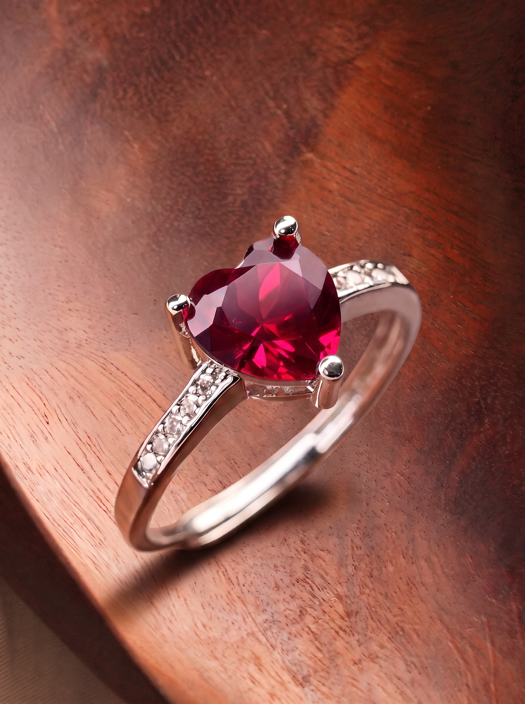 Heart Shaped Brilliant Cut Sapphire/Ruby Ring - Soulmate's Promise