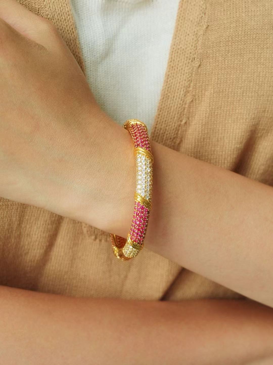 Ruby-Round Brilliant Cut Bangle-Crimson Tide