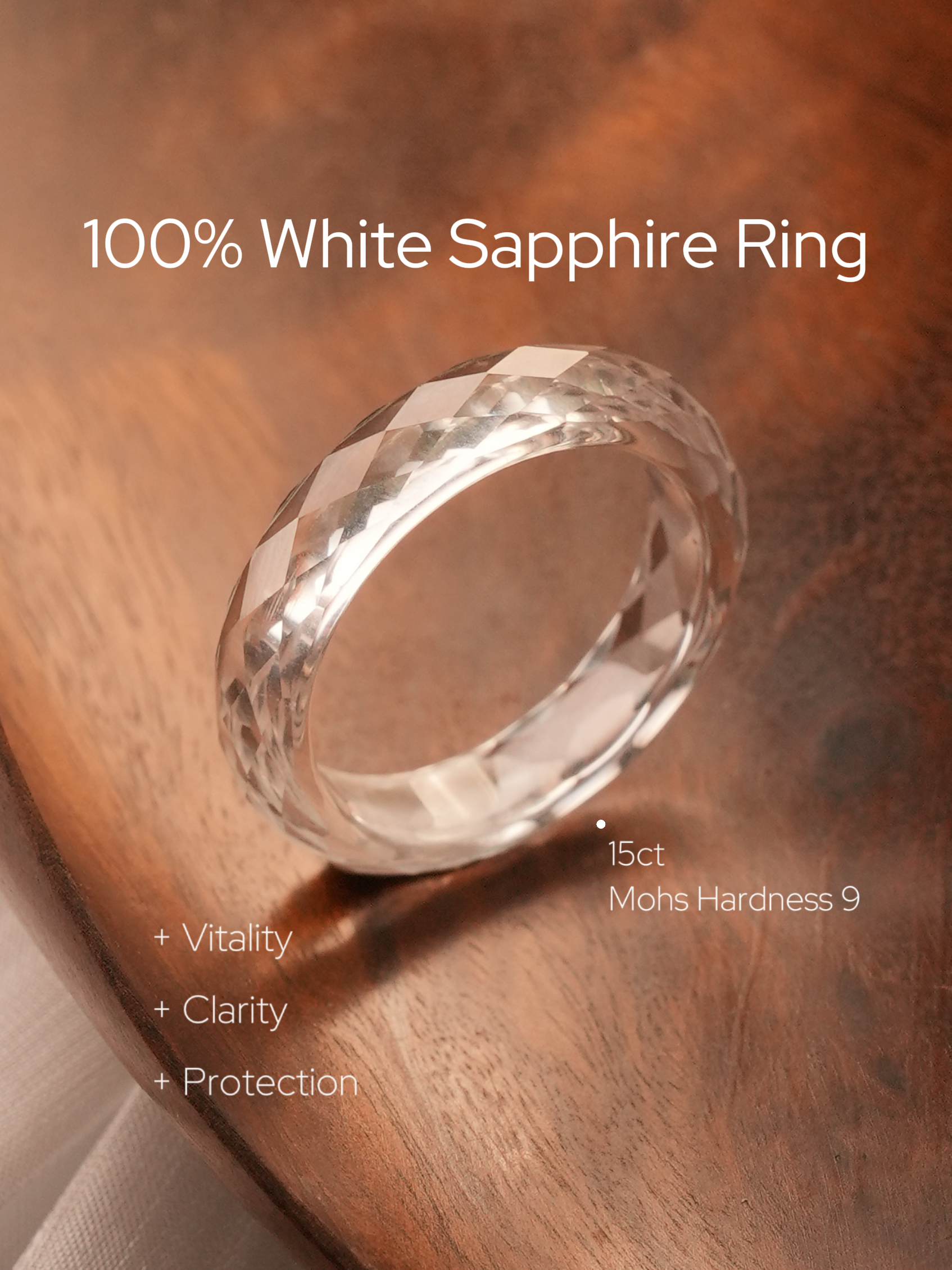 360-Degree Faceted White Sapphire Ring