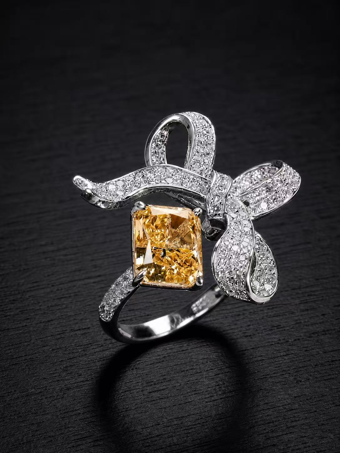 Cubic Zirconia-Cushion Brilliant Cut Ring-Sunshine Whisper 
