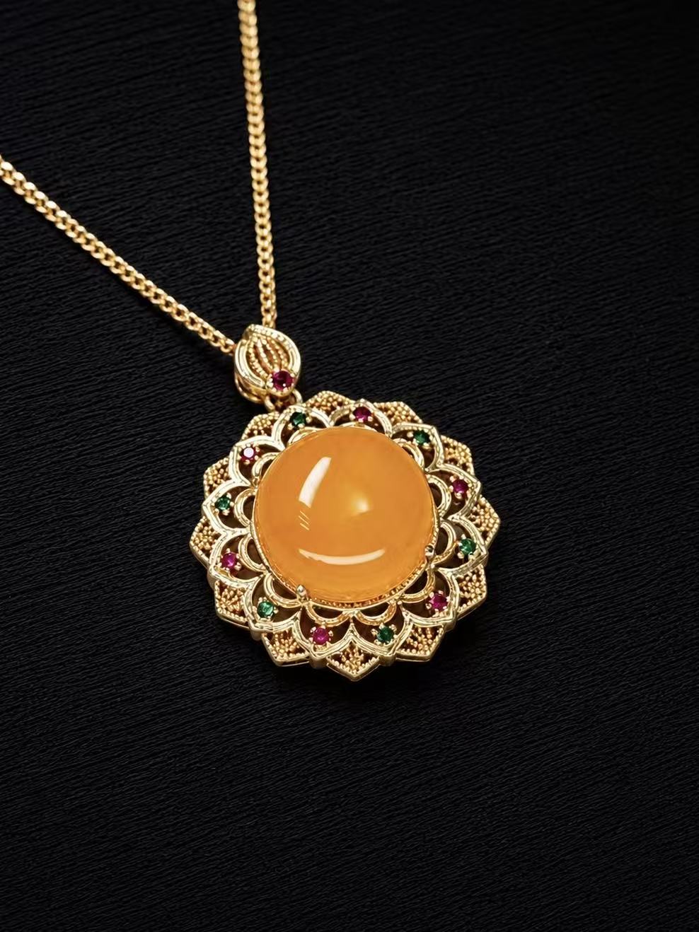Agate Necklace-Amber Flame