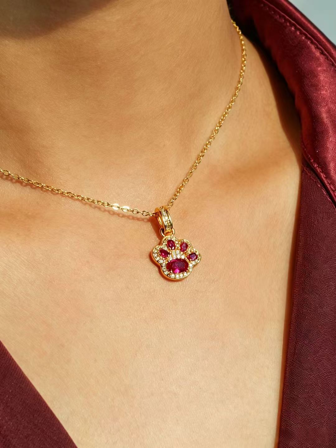 Oval Brilliant Cut Ruby Necklace - Paws of Fortune