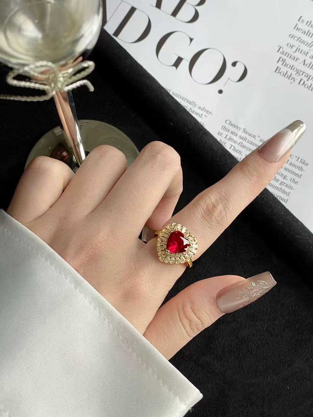 Heart Brilliant Cut Ruby Ring - Heart of Radiance