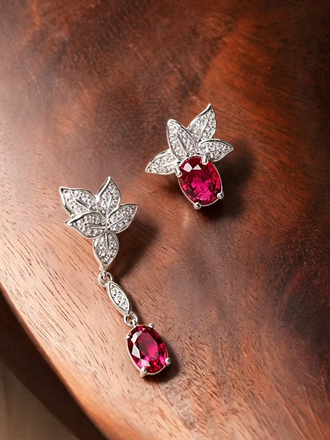 Oval Brilliant Cut Ruby Earring - Rose Glow Royal Crown
