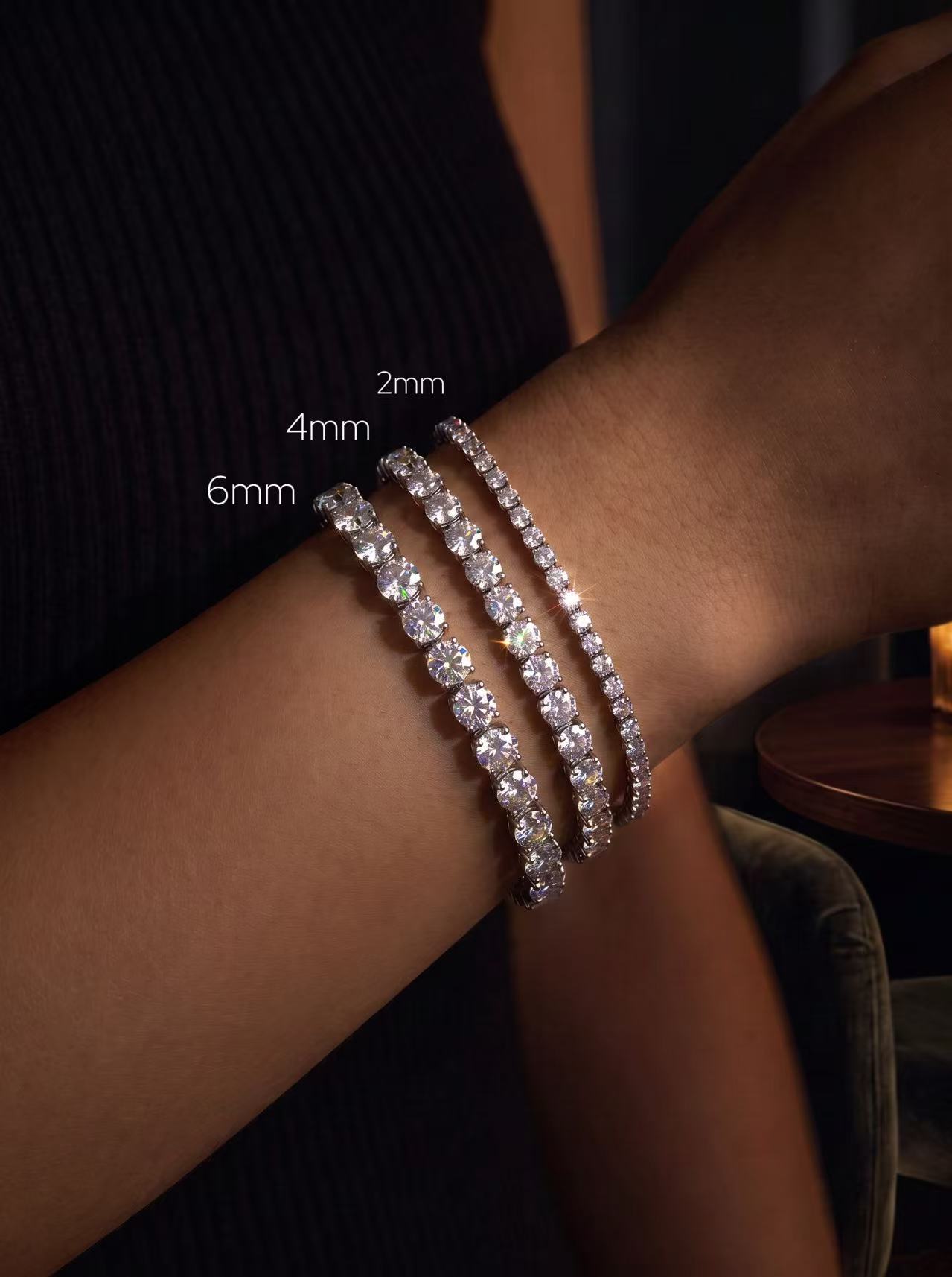 Round Brilliant Cut Moissanite Bracelet - Galaxy Halo 
