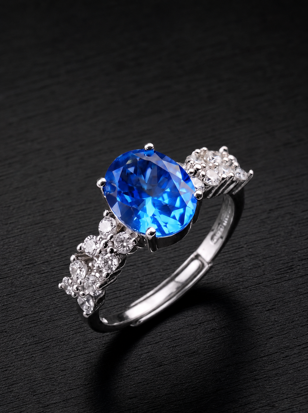 Sapphire/Ruby-Oval Brilliant Cut Cornflower Blue Ring-Celestial Sparkle