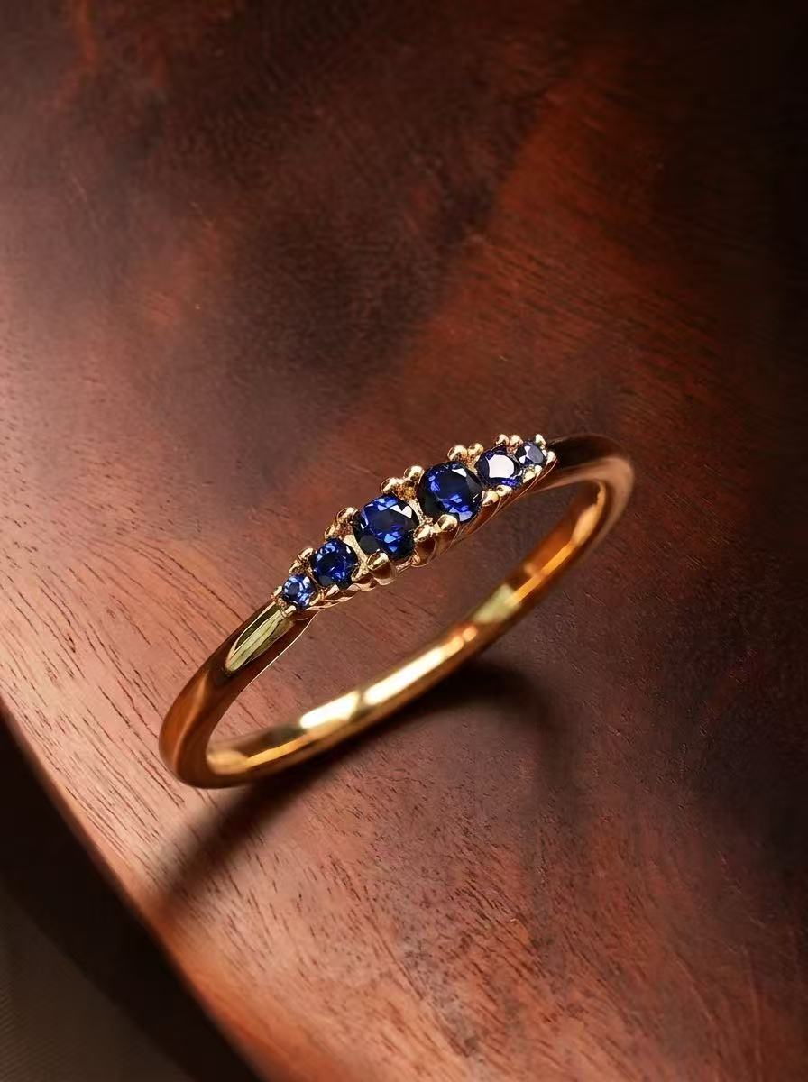 Round Brilliant Cut Sapphire Ring - Floral Elegance