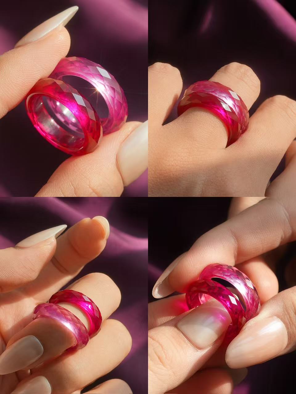 Ruby+Padparadscha-360-Degree Faceted Rings