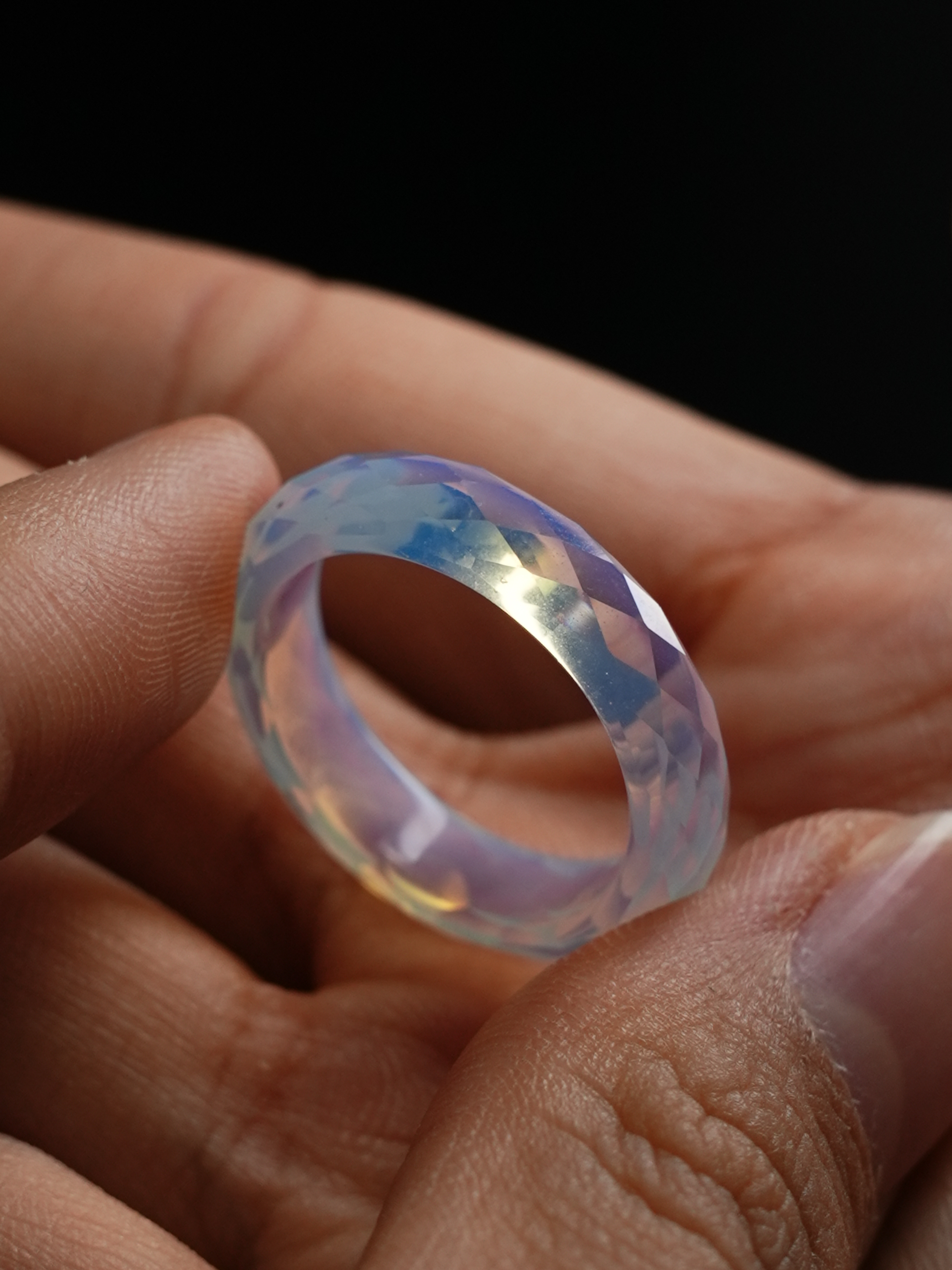 360-Degree Faceted Moonstone Ring