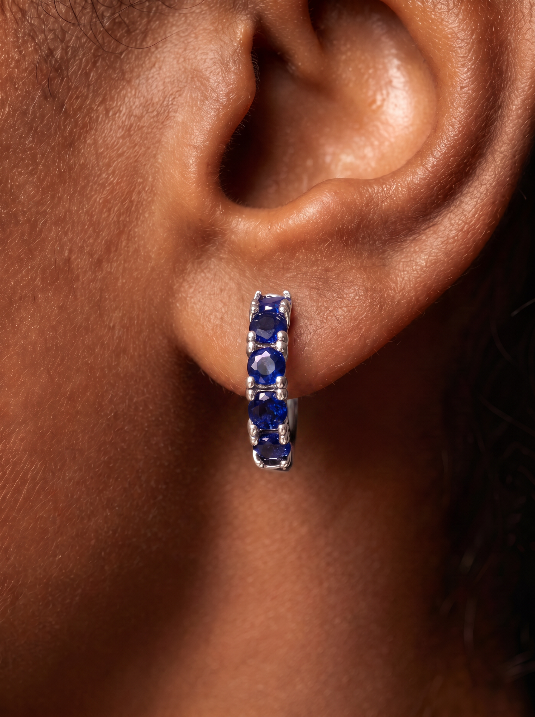 Round Brilliant Cut Ruby/Sapphire Earrings - Crimson Hoop
