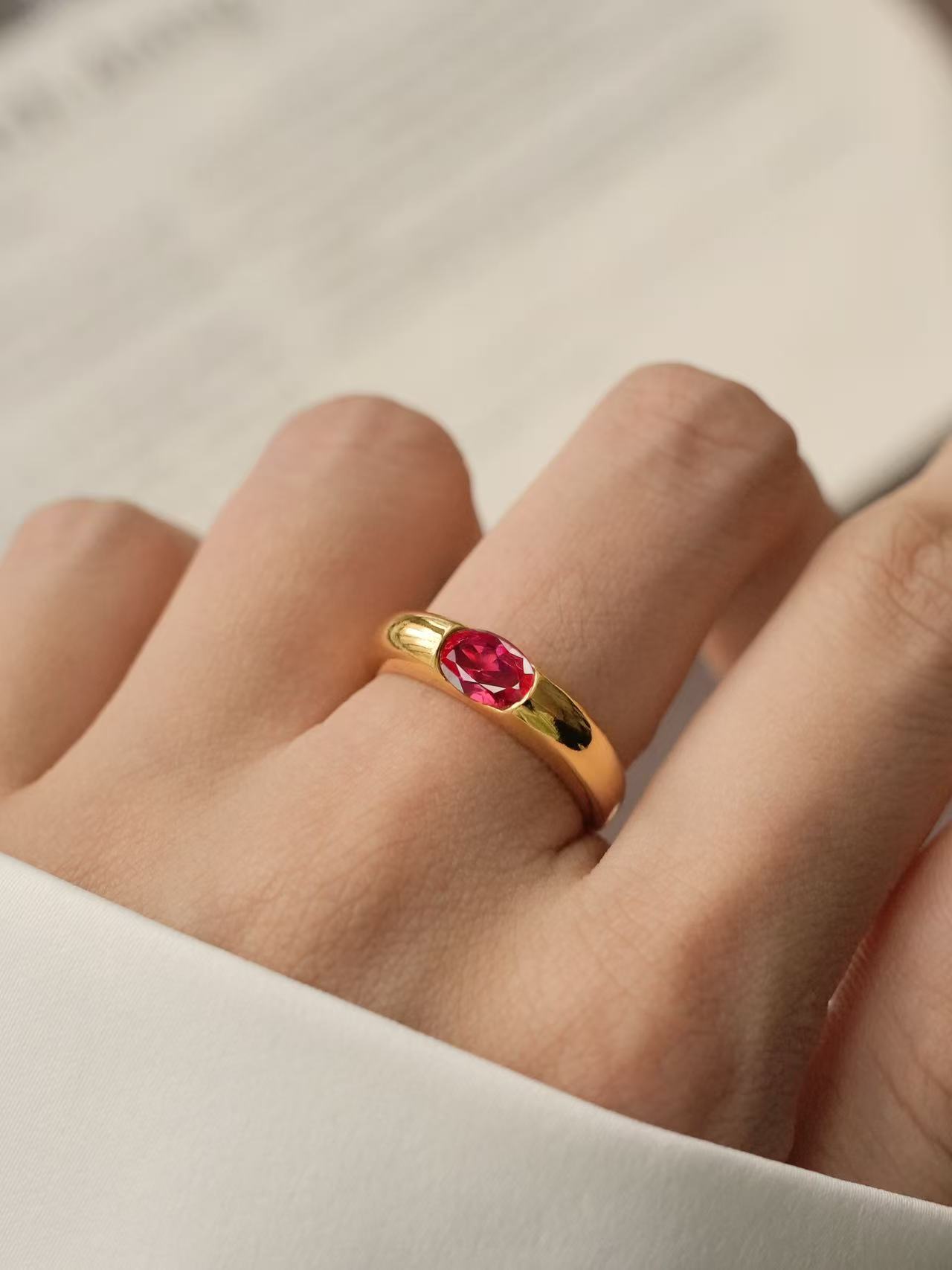Oval Brilliant Cut Ruby Ring - Sunset Blaze