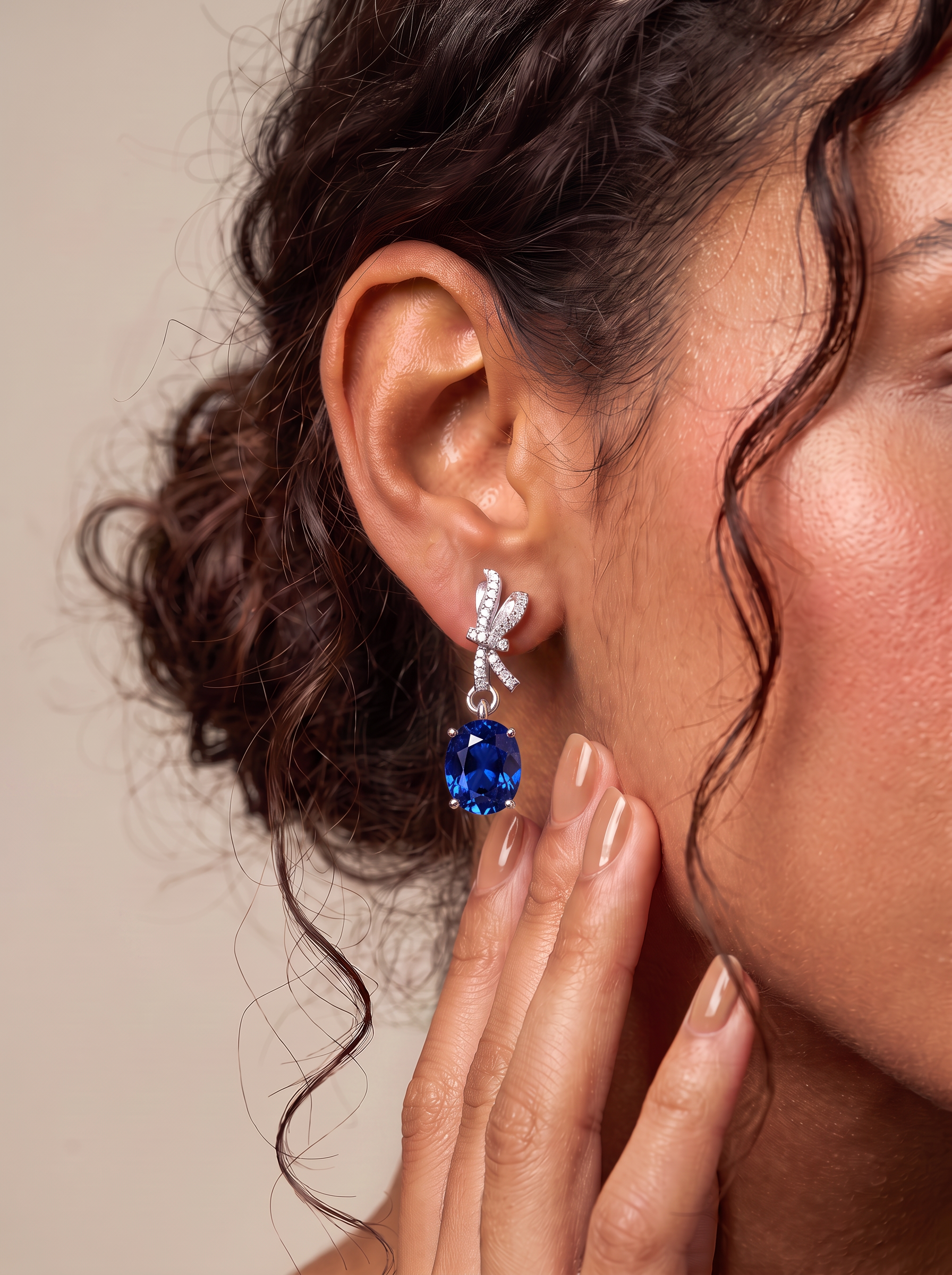 Oval Brilliant Cut Ruby/Sapphire Earrings - Scarlet Bow
