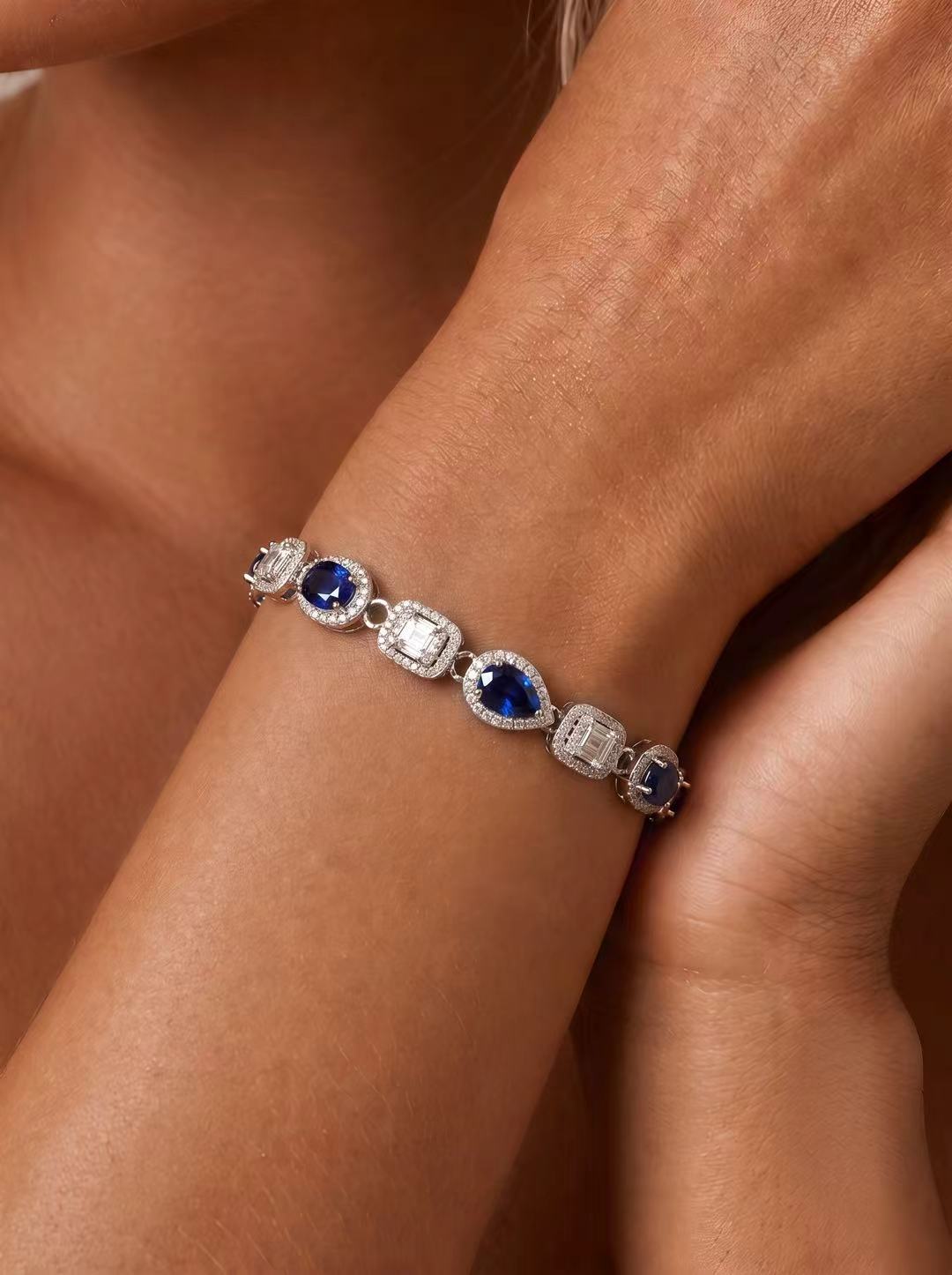 Oval Brilliant‑Cut Royal Sapphire Bracelet - Royal Allure