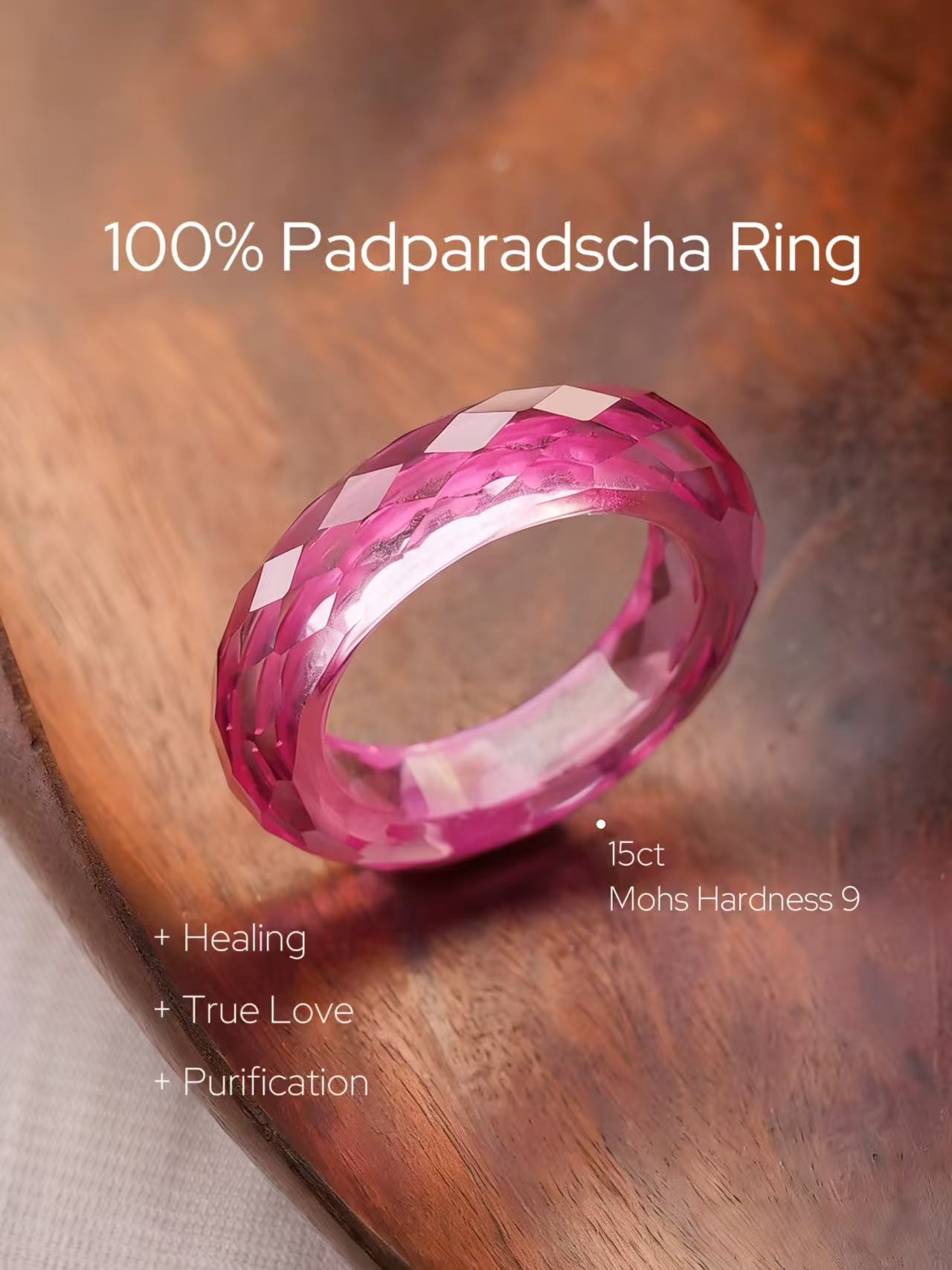 360-Degree Faceted Padparadscha Ring