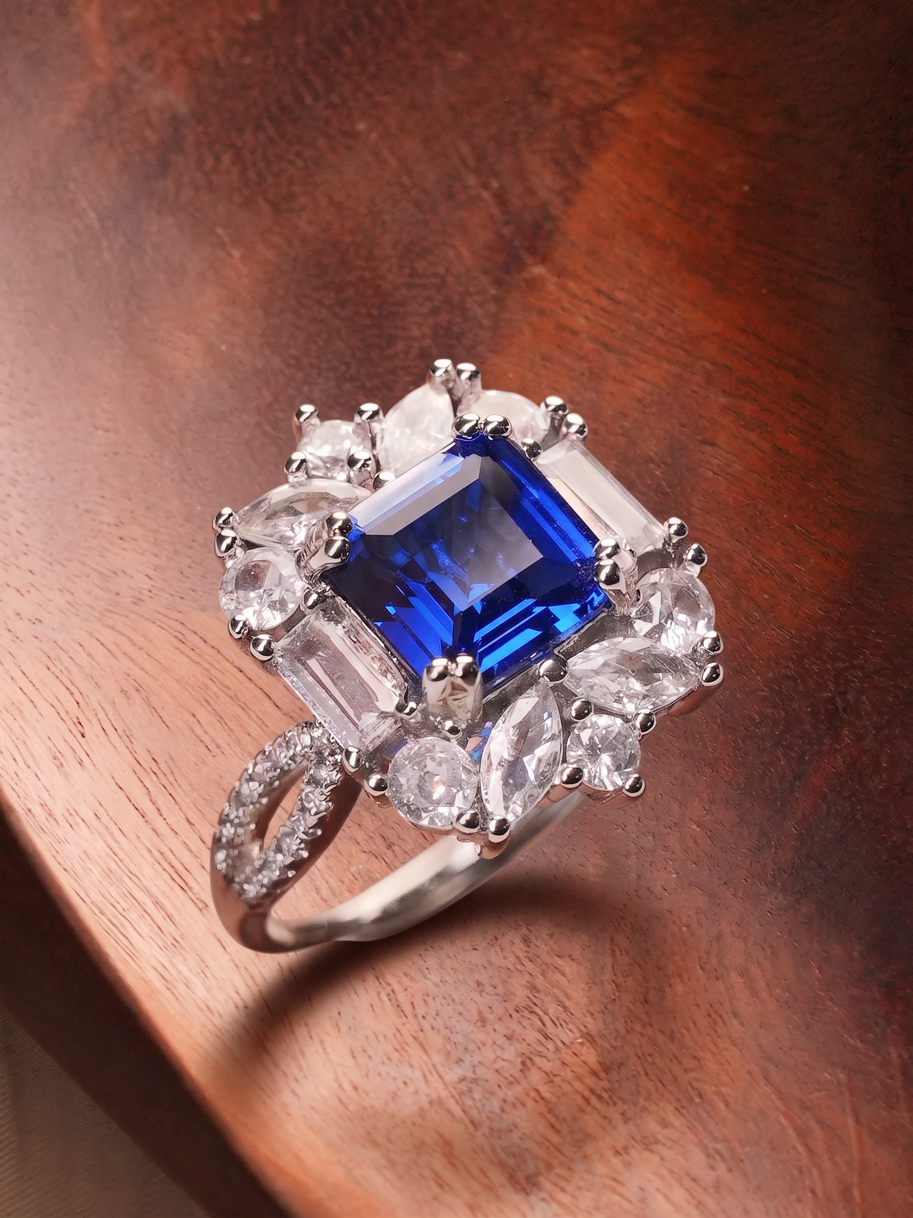 Emerald Cut Sapphire/Ruby Ring - Freya 