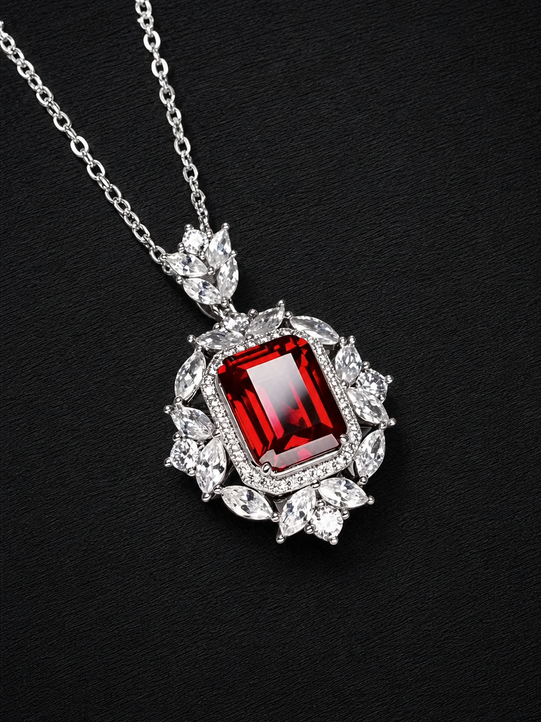 Ruby-Emerald Brilliant Cut Necklace-Phoenix Heart