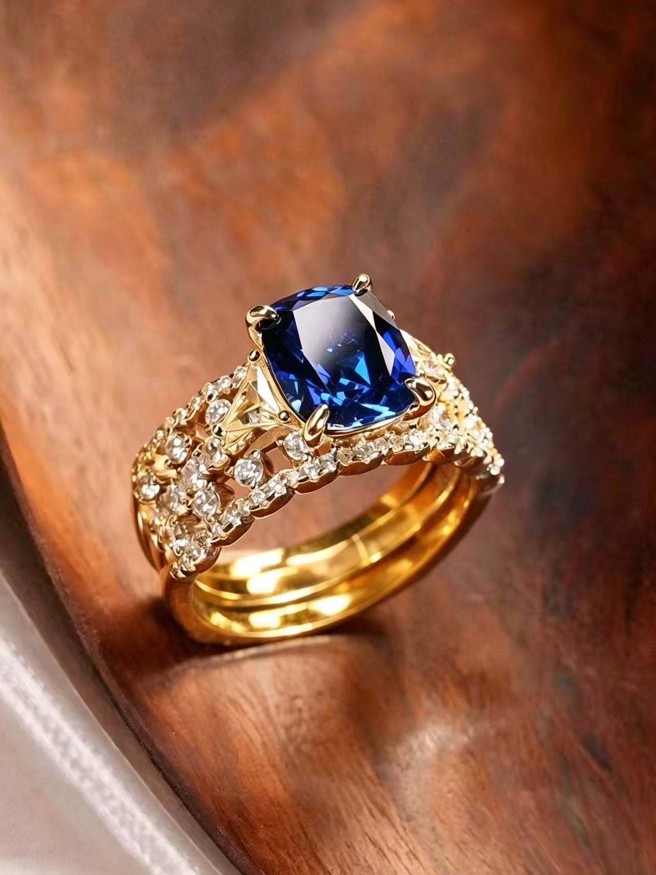 Stackable Cushion-Cut Sapphire Ring