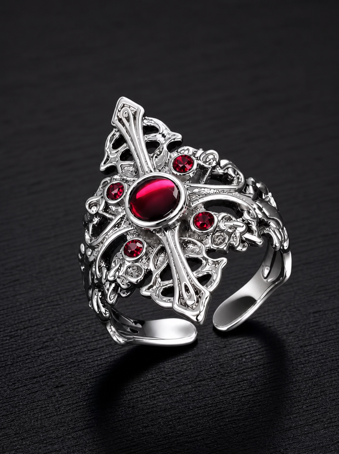 Garnet-Cabochon Ring-Crimson Relic