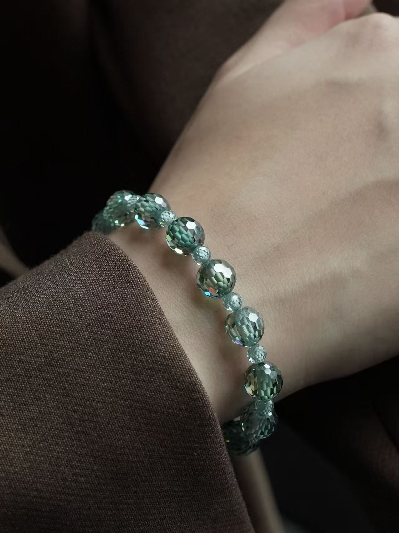Fancy Brilliant Cut Moissanite Bracelet - Mint Green