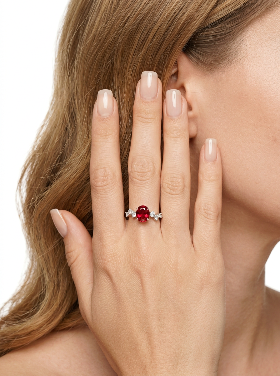 Oval Brilliant Cut Ruby Ring - Crimson Oval