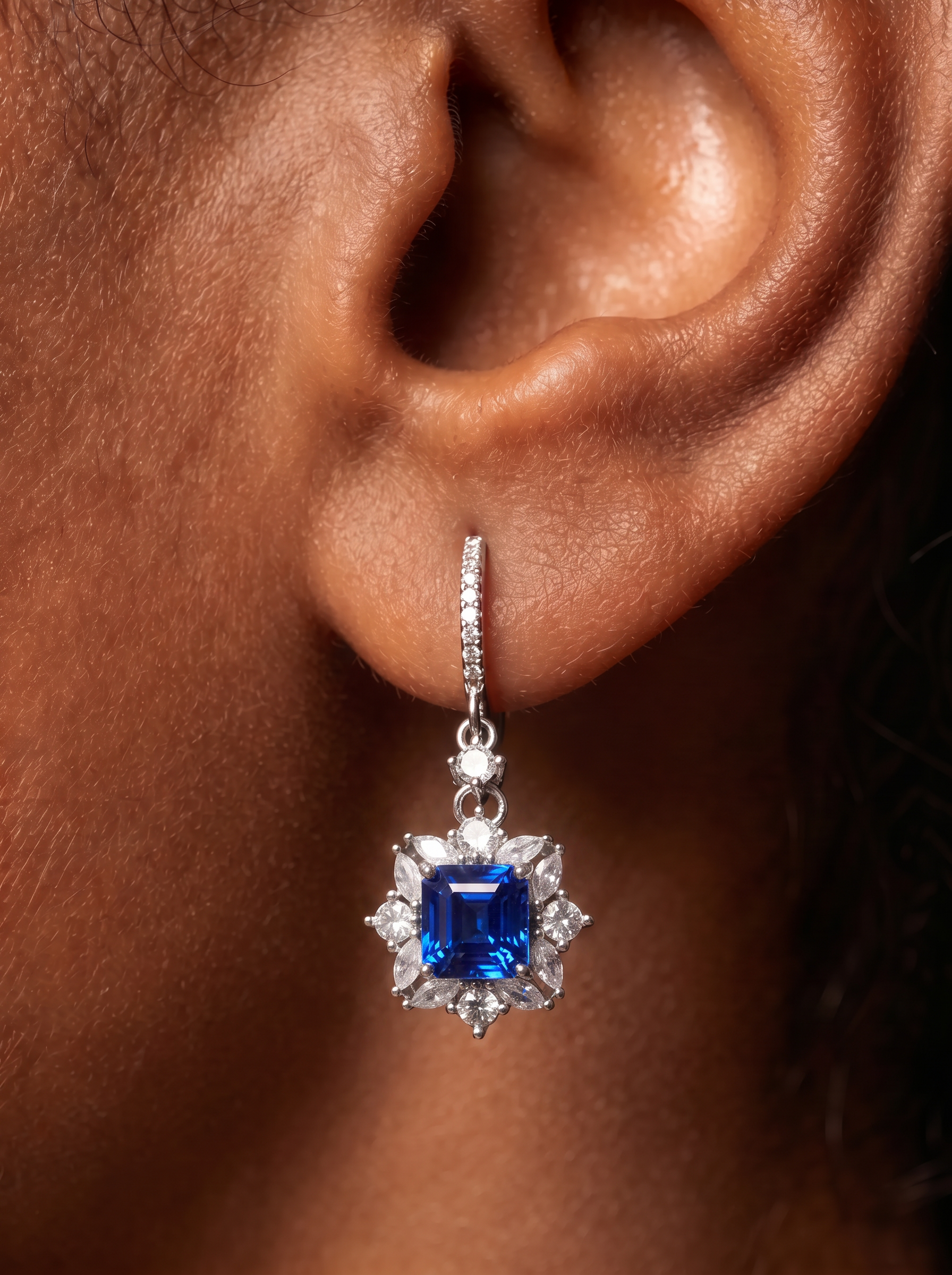 Emerald Brilliant Cut Ruby/Sapphire Earrings - Scarlet Nova