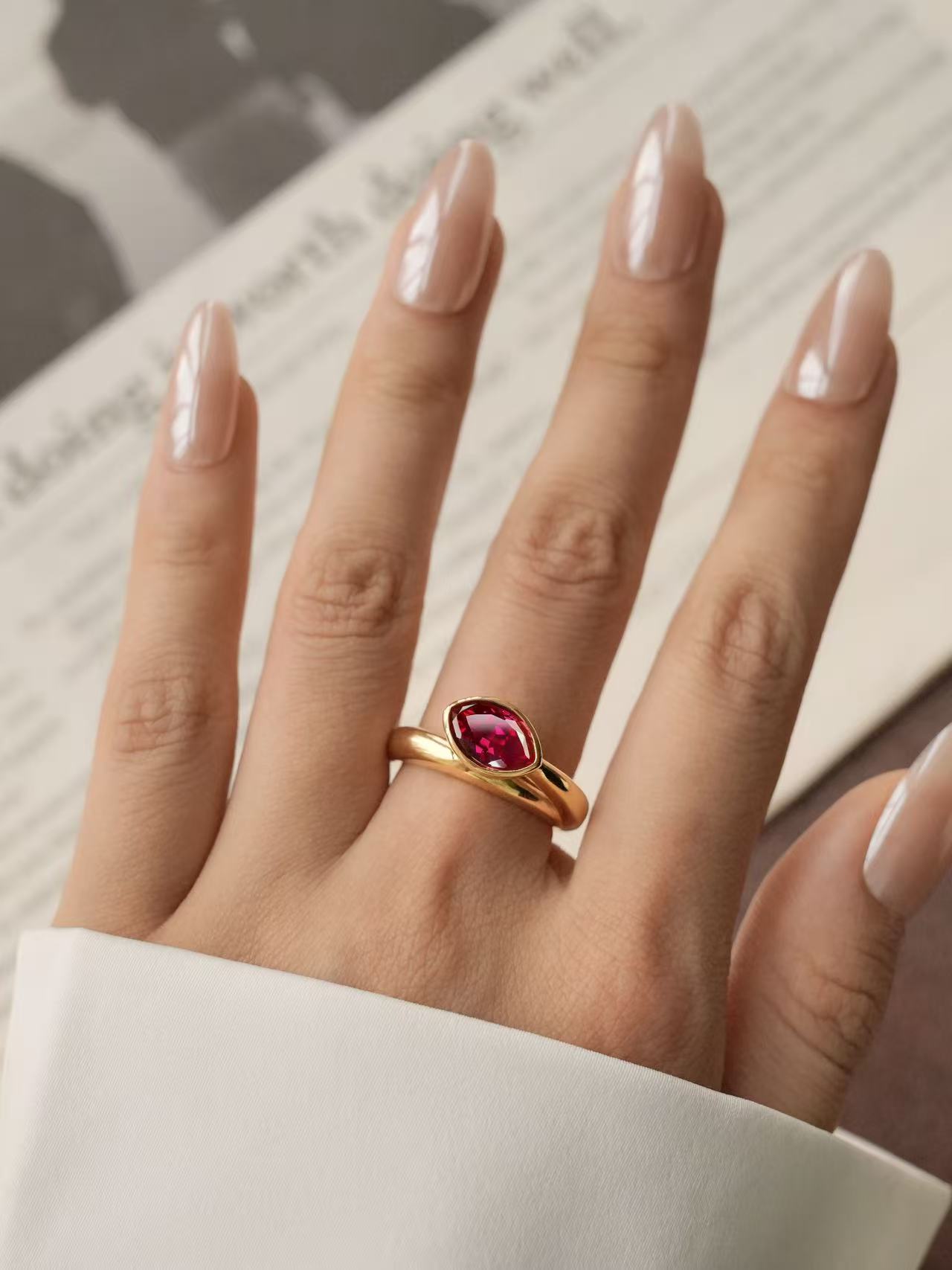 Marquise Brilliant Cut Ruby Ring - Roseate Sky